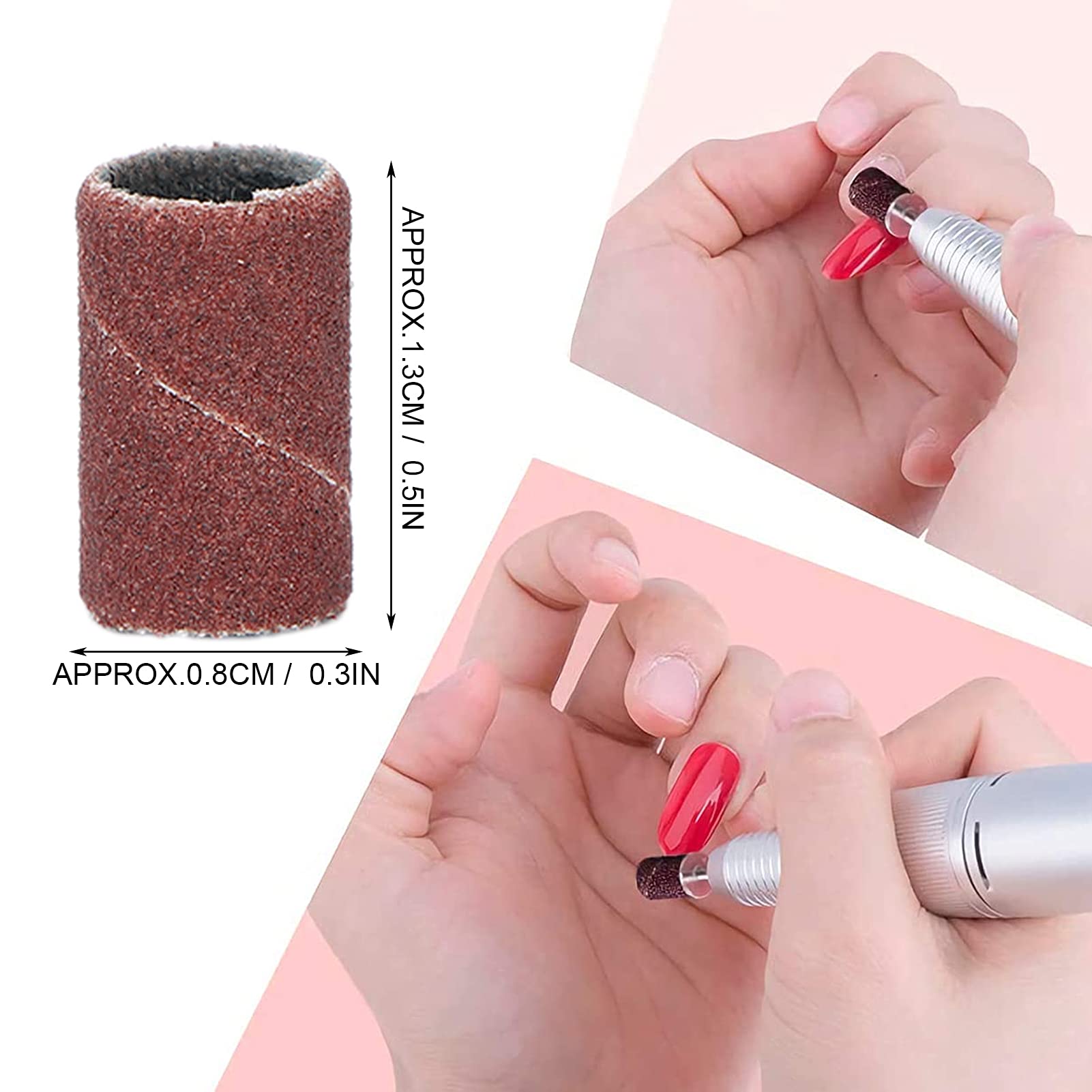 Professional Nail Sanding Bands 240 Grit - Durable Nail Drill Bands for Natural & Artificial Nails - HQ-06 Brown - Perfect for Manicures, Pedicures & Nail Art
