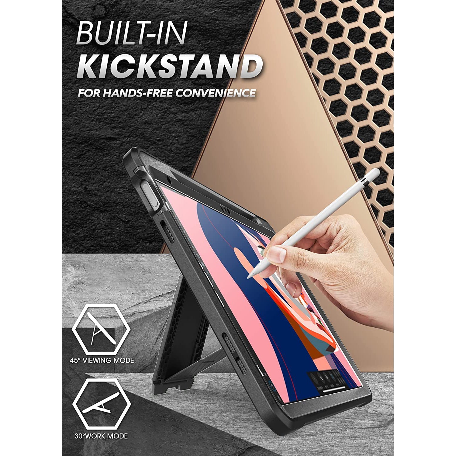 Apple iPad 10.9-inch (2022) Unicorn Beetle PRO Rugged Case with Kickstand - Black | Shockproof Protective Cover for Work, Travel & Outdoor Use