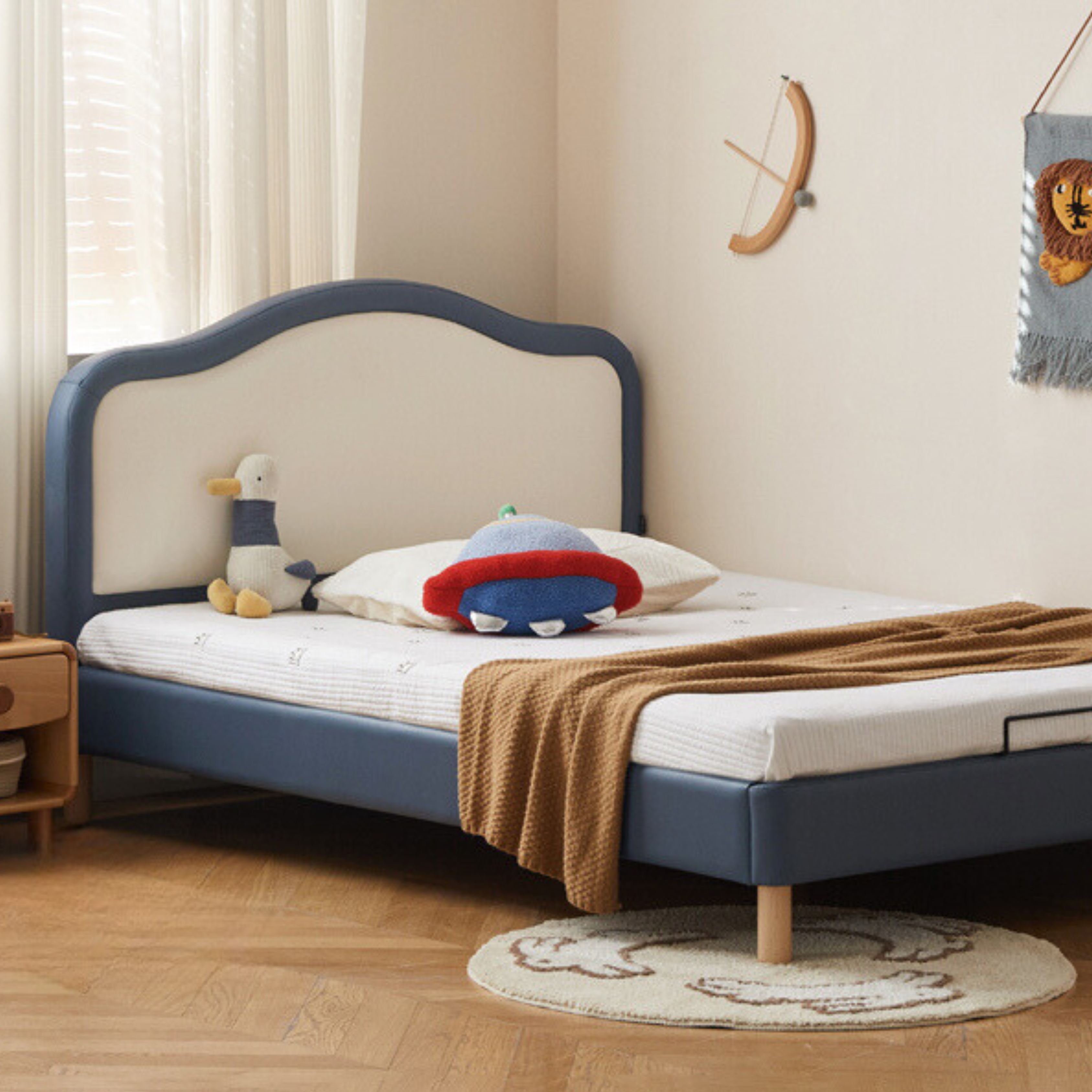 Organic Leather Kids Soft Cloud Bed - Ultra Comfortable & Hypoallergenic Toddler Bed for Nursery, Bedroom, or Playroom - Perfect for Relaxation & Sweet Dreams