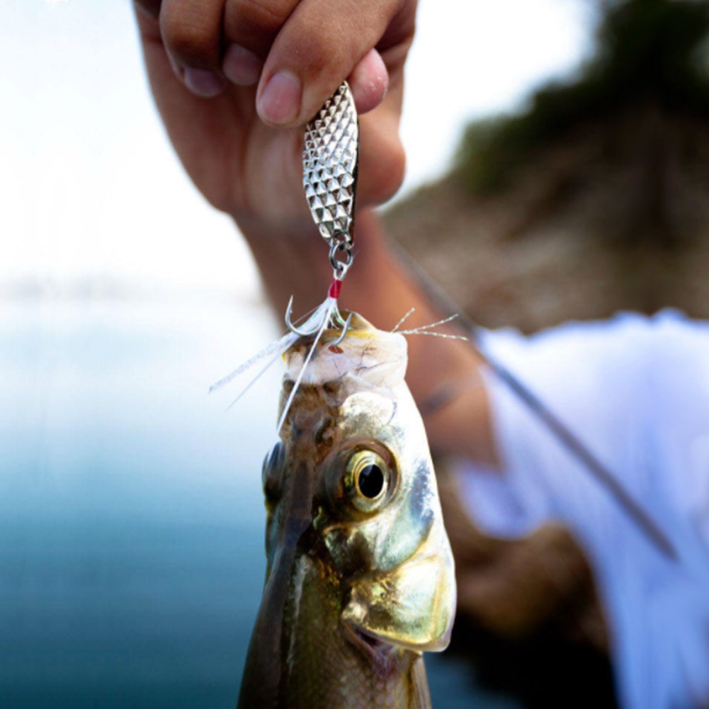 Best Sougayilang Fishing Spoons - Hard Metal Fishing Lures with Treble Hooks for Salmon & Bass (1/2 oz) - Perfect for Freshwater & Saltwater Fishing