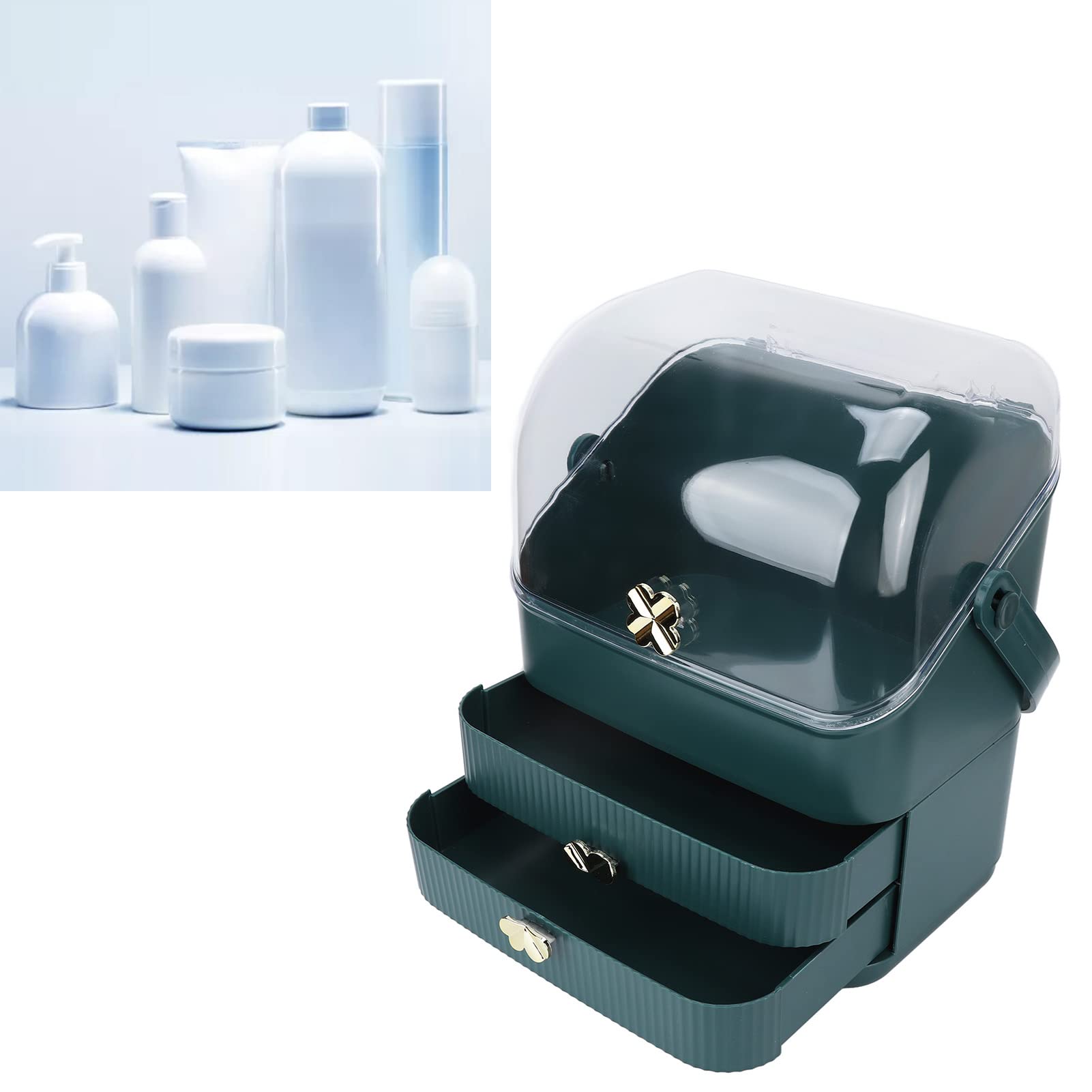 Waterproof & Dustproof Makeup Organizer Box with Lid - 3-Tier Cosmetic Storage for Skincare, Makeup & Beauty Products | Perfect for Bathroom Vanity, Dresser & Bedroom Organization