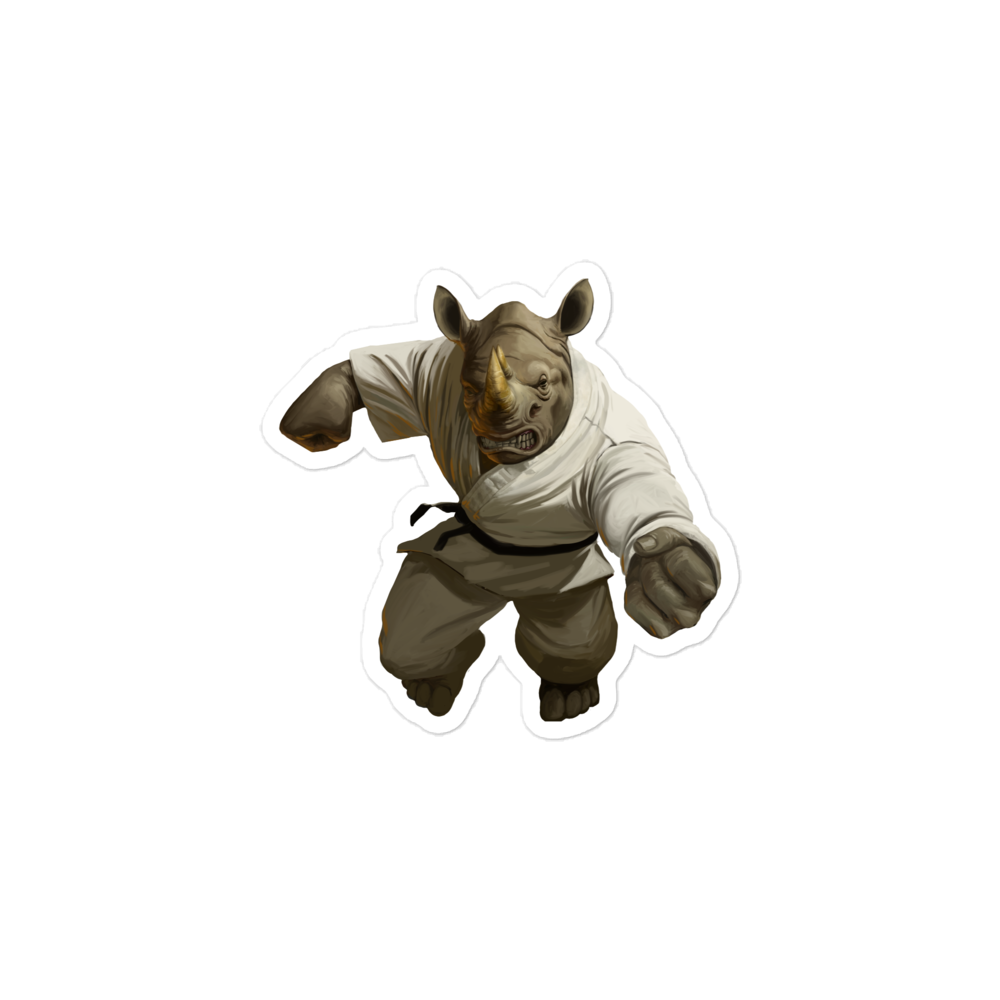 Zoo Jitsu Fighters Rampage the Rhino Bubble-Free Vinyl Stickers - Perfect for Laptops, Water Bottles & DIY Crafts