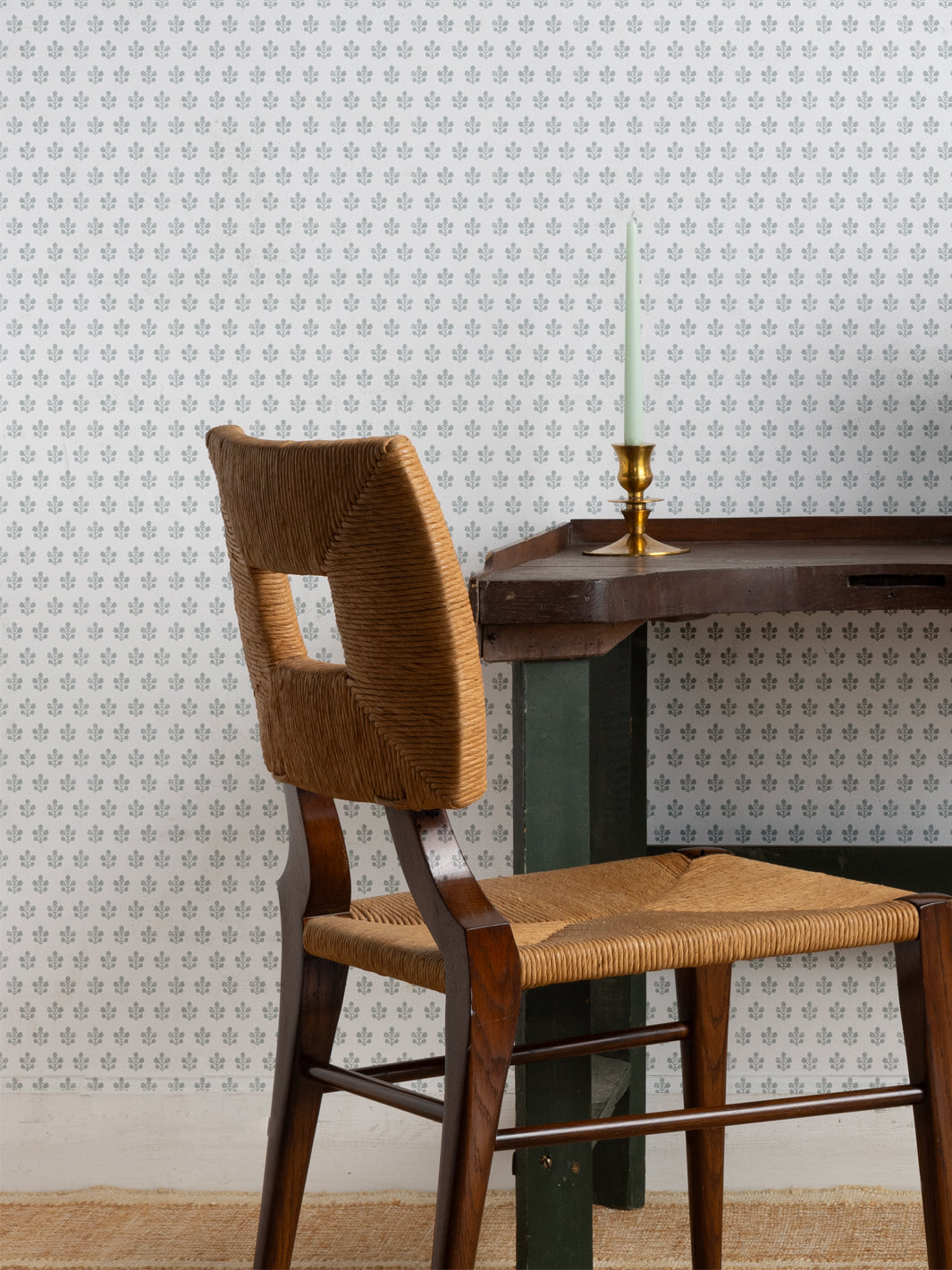 Ensley Petite White Ground Wallpaper by Sugar Paper Silver Sage - Perfect for Bedroom, Living Room & Home Office Decor