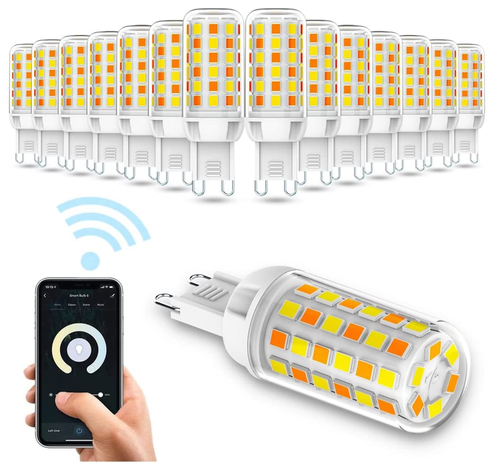 QALSI Smart G9 LED Bulbs 3W 320 Lumens - WiFi Dimmable Light Bulbs 2700K-6500K, Works with Alexa, Energy Saving LED Lights, Smartphone APP Control (15-Pack) - Perfect for Home Lighting, Bedroom, Living Room & Smart Home Automation