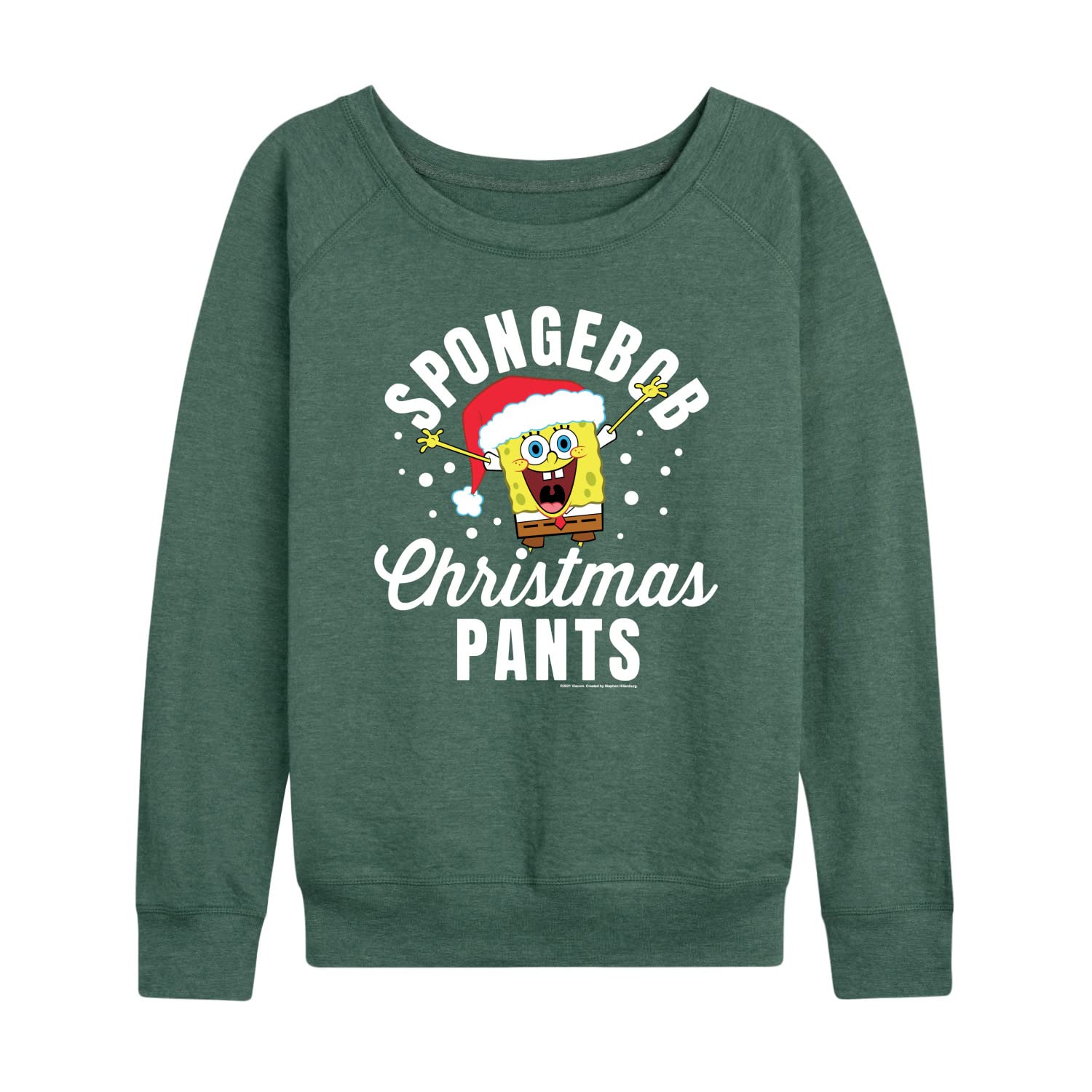 HYBRID APPAREL Women's Spongebob Squarepants Christmas Pants - Lightweight French Terry Pullover Hoodie - Casual Holiday Wear for Christmas Parties & Gift Giving