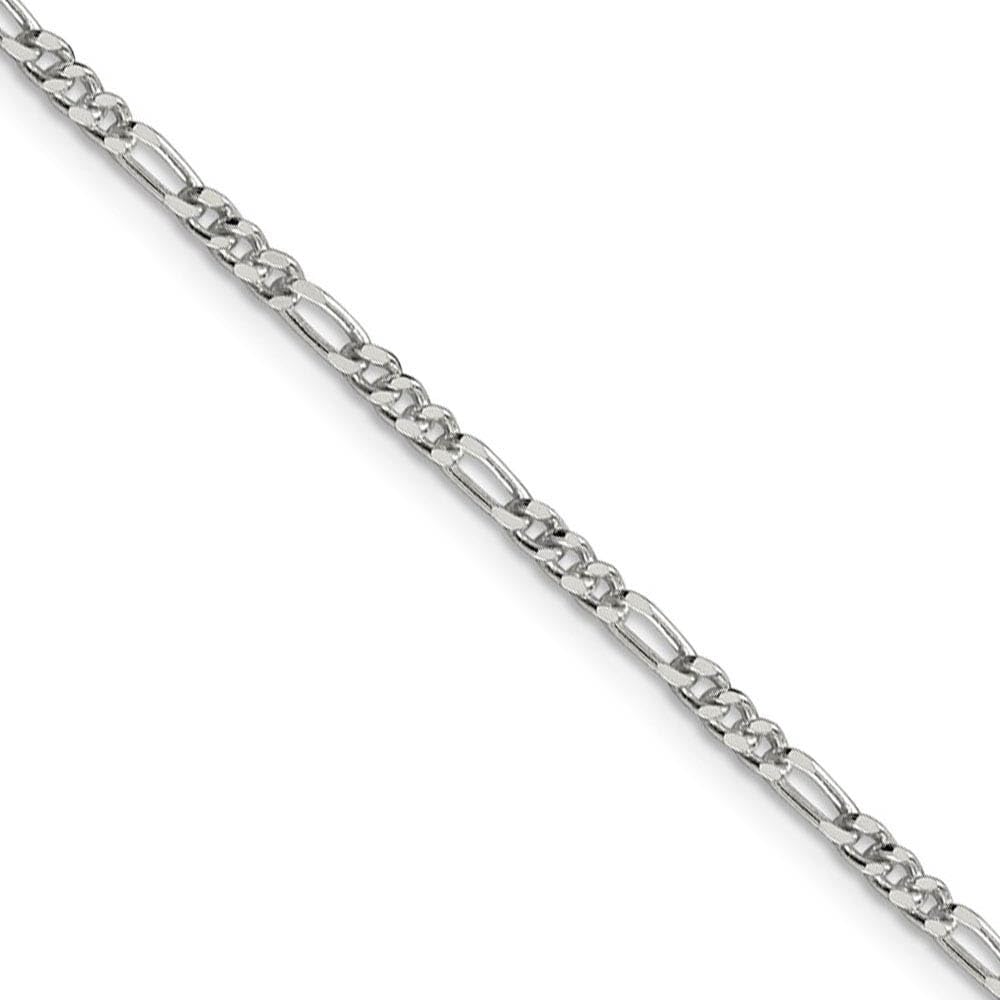 2.5mm Sterling Silver Figaro Chain Necklace for Men & Women