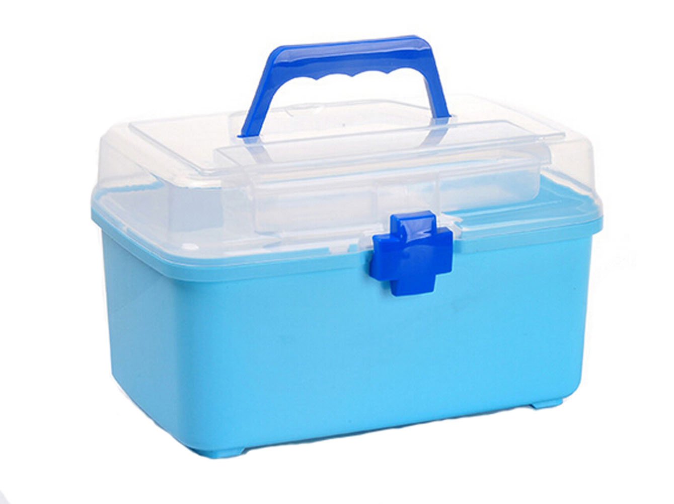 11.8x7.3x7.3 Inch Blue Multilayer First Aid Kit - Portable Medicine Storage Box & Home Emergency Medical Organizer for Family, Travel, Camping, and Workplace Safety