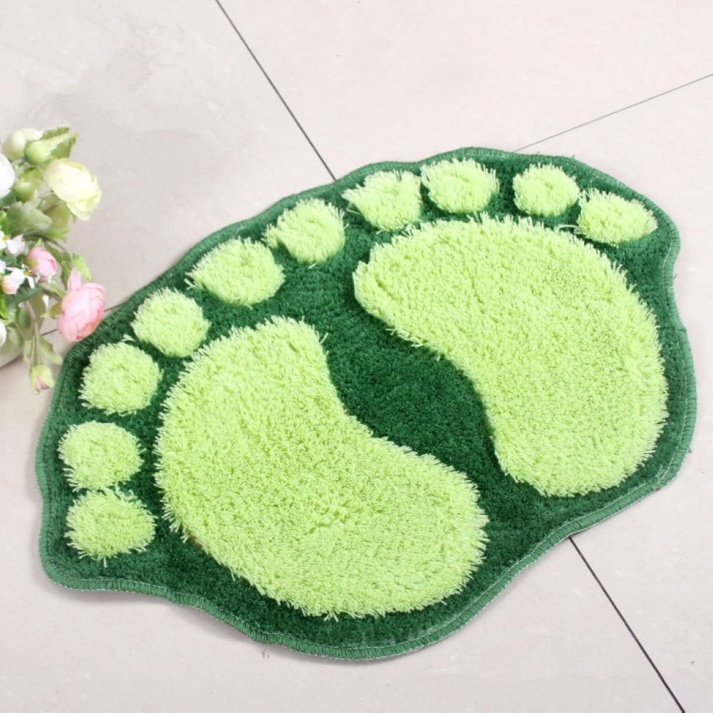 Judy Dream Home Decorative Big Feet Shape Doormat - Soft Plush Non-Slip Absorbent Rug for Kids Room, Kitchen, Bathroom, Bedroom - Indoor/Outdoor Floor Mat (Green, 20