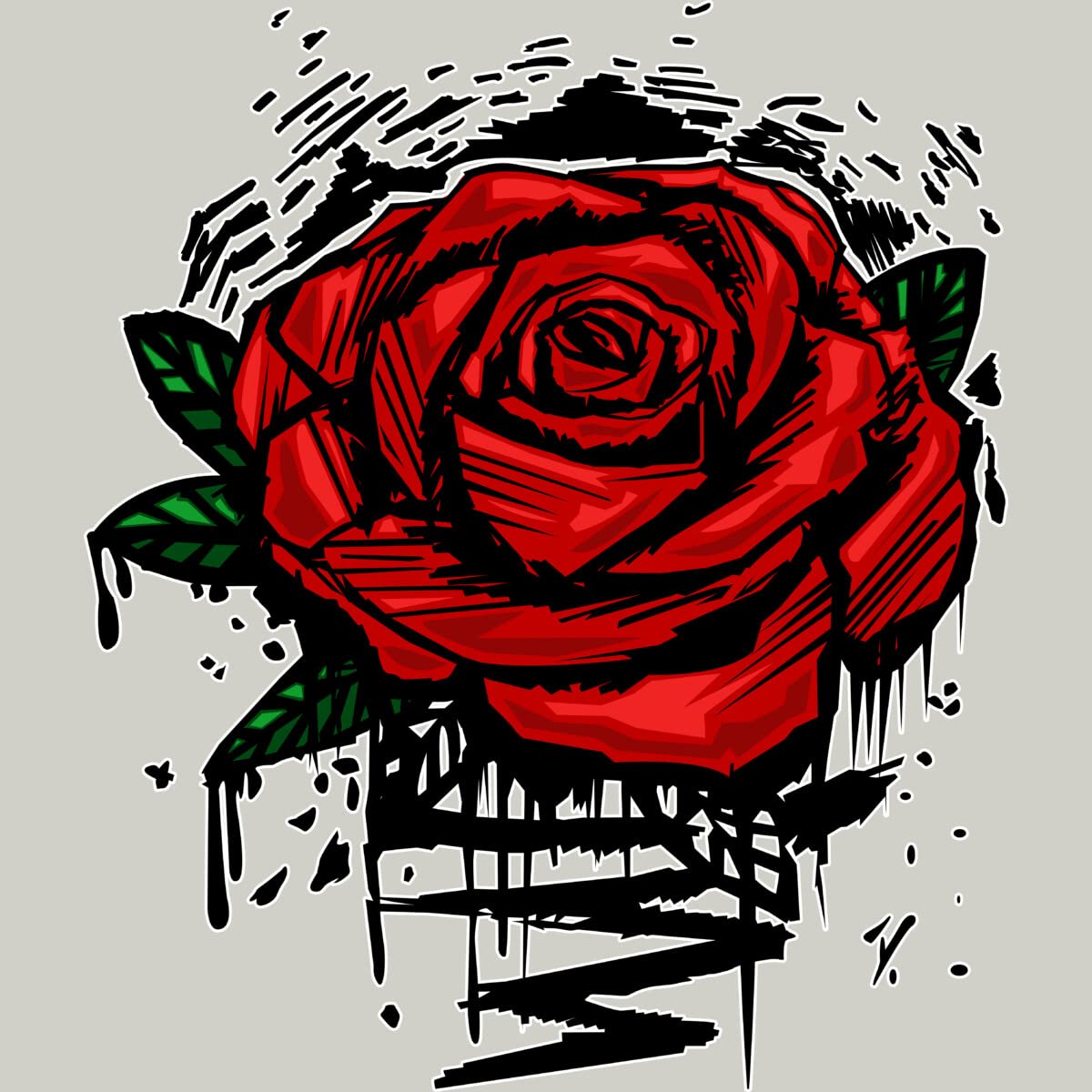 Design By Humans Men's Rugged Rose Graphic T-Shirt by Adamzworld - Soft Cotton Tee for Casual Wear, Street Style & Everyday Outfits