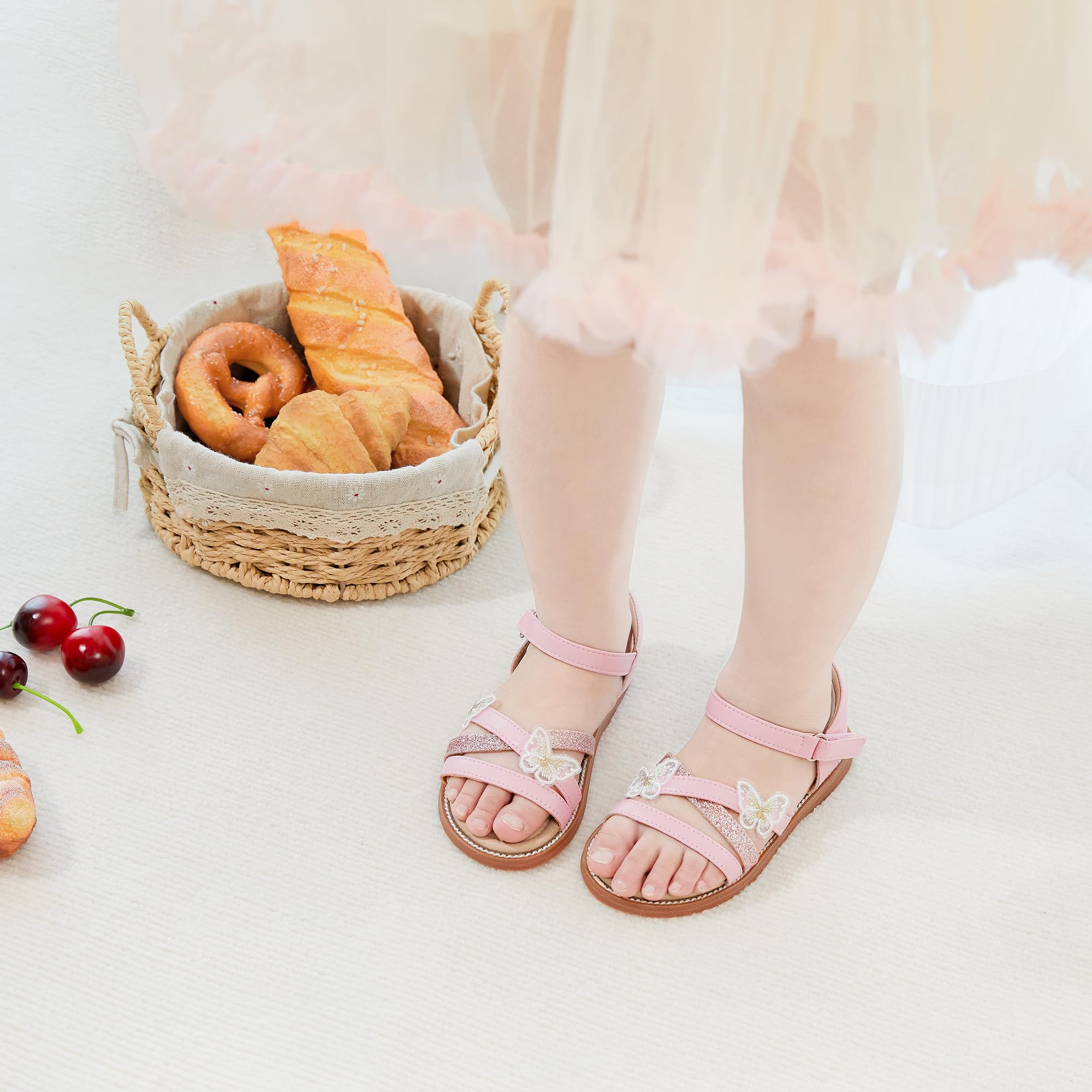 Otter MOMO Girls Sandals - Open Toe Princess Flat Sandals for Summer | Comfortable Casual Shoes for Beach, Park & Outdoor Play
