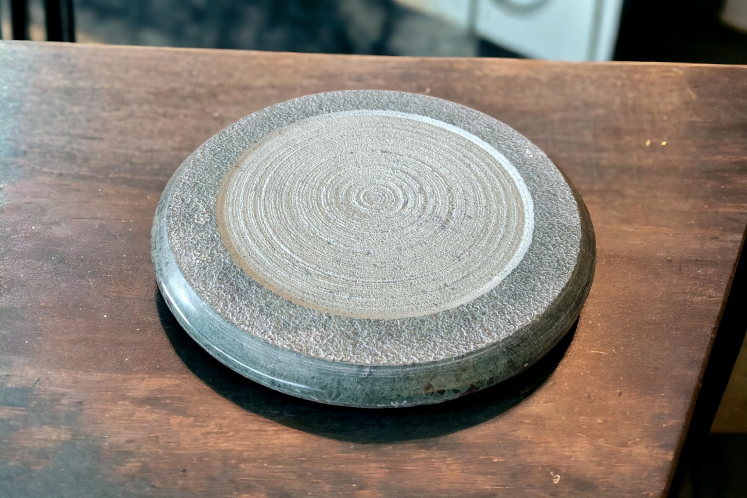 EAKDANT Handmade Marble Round Chakla for Roti - 9 Inch Heavy Duty Dual-Sided Kitchen Utensil (Green) - Perfect for Indian Bread Making, Dough Rolling & Traditional Cooking