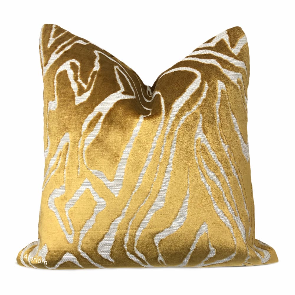 Jonas Gold Beige Abstract Velvet Pillow Cover - Decorative Throw Pillow Case for Sofa, Bed, Couch - Home Decor Accent for Living Room, Bedroom