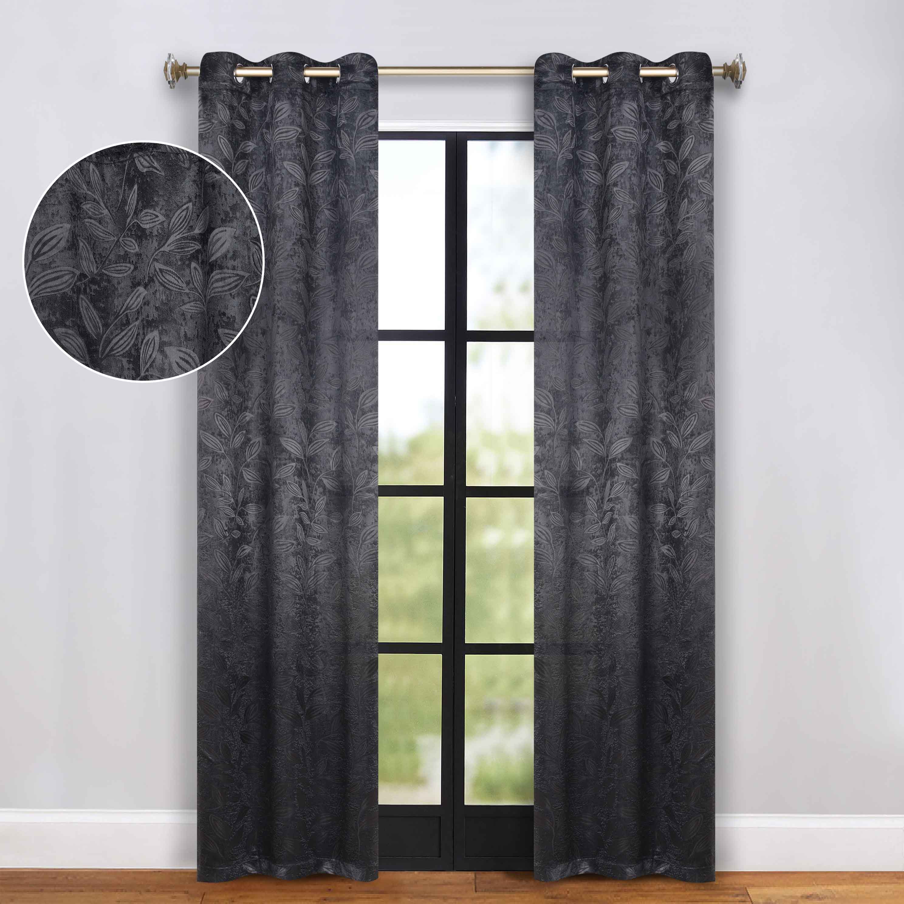 Leaves Grommet Blackout Curtains Set of 2 - Thermal Insulated Room Darkening Drapes for Bedroom & Living Room - Noise Reducing Window Treatment for Home Decor