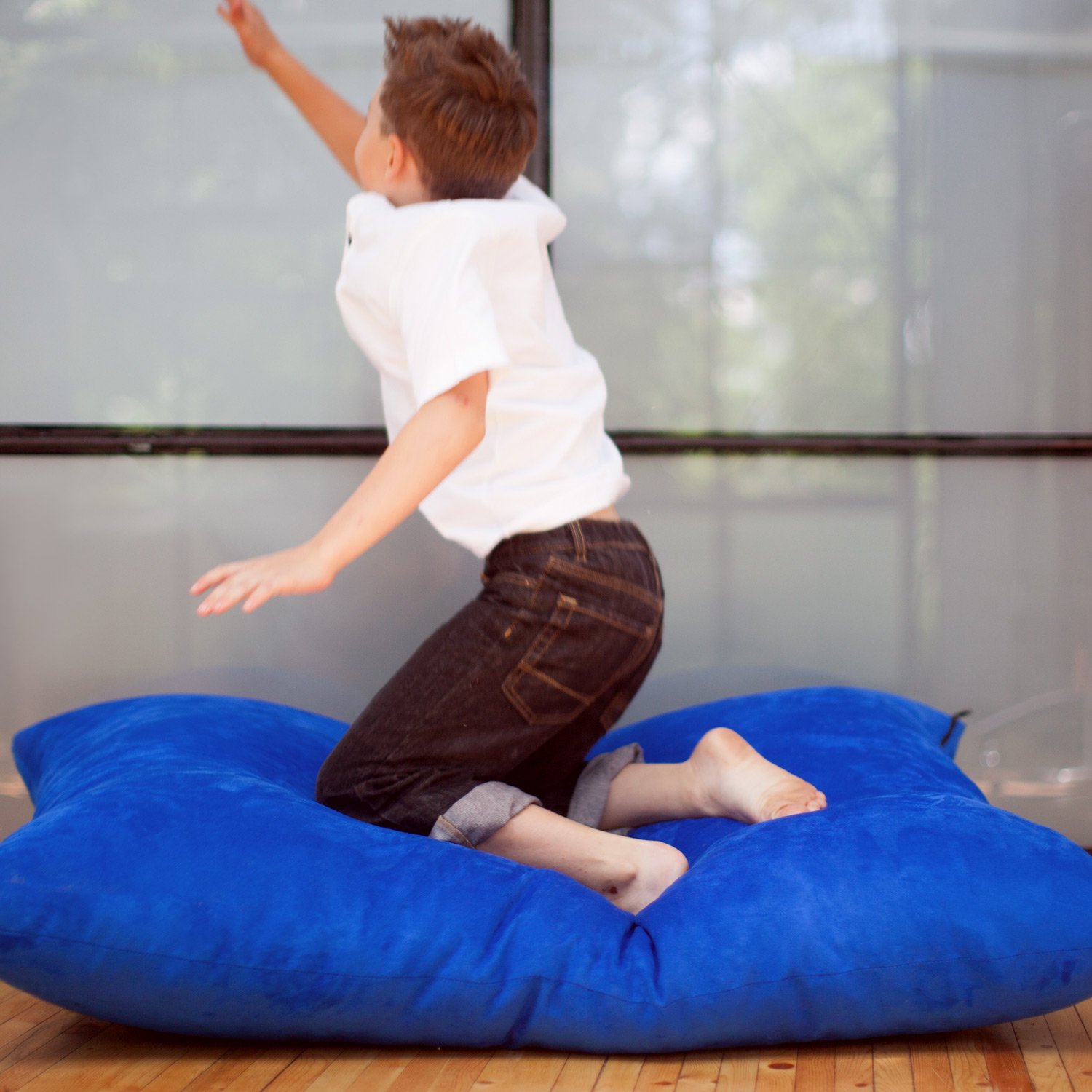 Jaxx 3.5 ft Pillow Saxx Kids Bean Bag Chair - Soft Blueberry Color for Kids' Room, Playroom & Dorm - Cozy Seating for Reading, Gaming & Relaxing