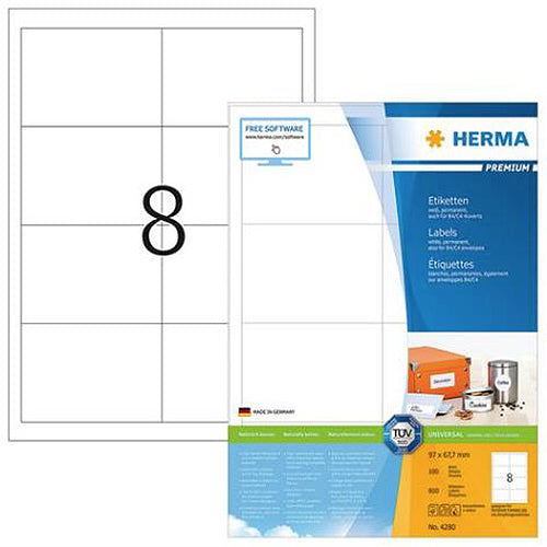 Premium A4 Shipping Labels 96.5 x 67.7mm (4280) - Perfect for E-commerce, Package Shipping & Mailing - Self-Adhesive Labels for Laser/Inkjet Printers