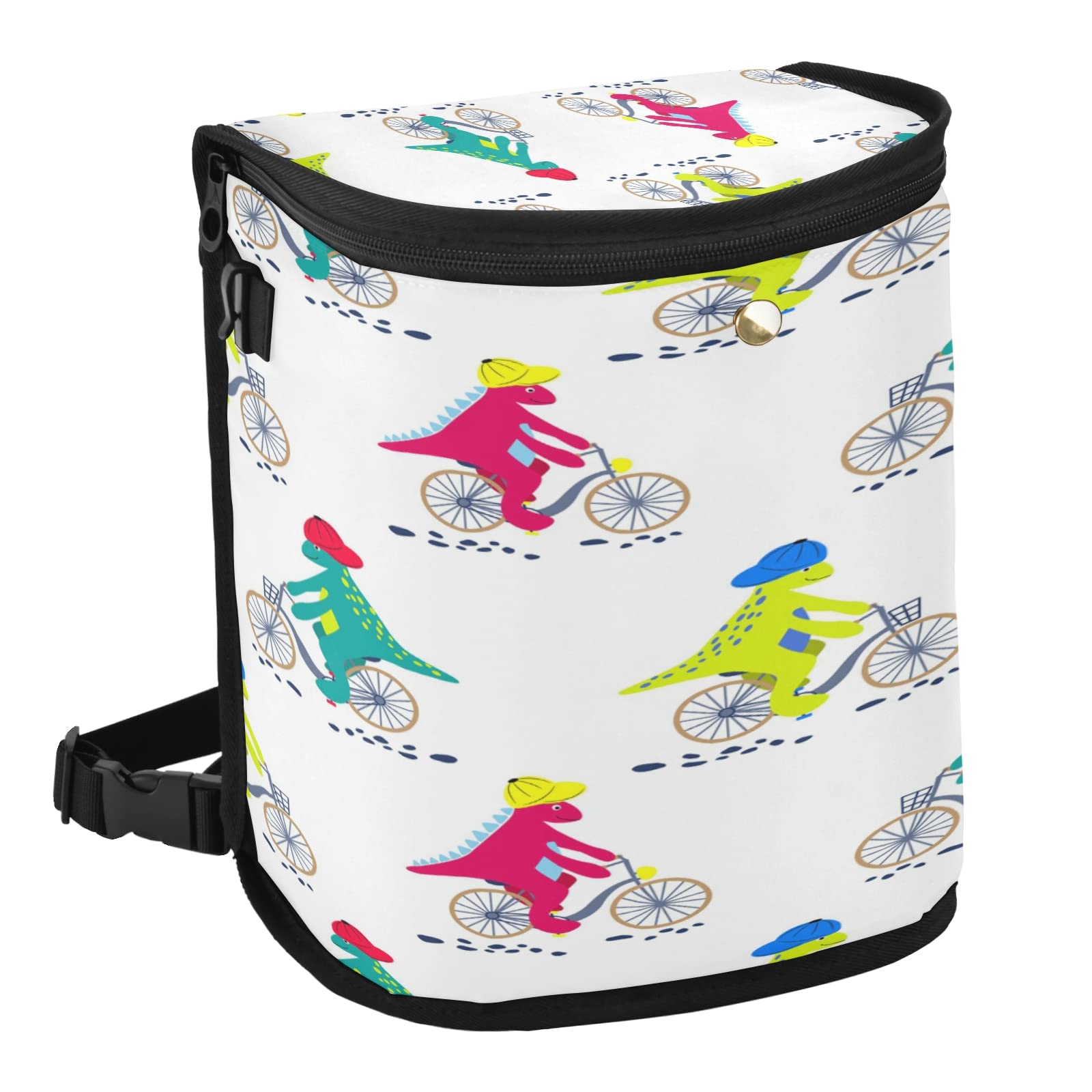 Tarity Leak-Proof Car Trash Can with Aluminum Film - Waterproof Car Garbage Bin & Multi-Purpose Organizer Storage Bag - Hanging Car Trash Bag for Vehicles - Cartoon Dinosaur White - Perfect for Road Trips, Commuting & Keeping Your Car Clean
