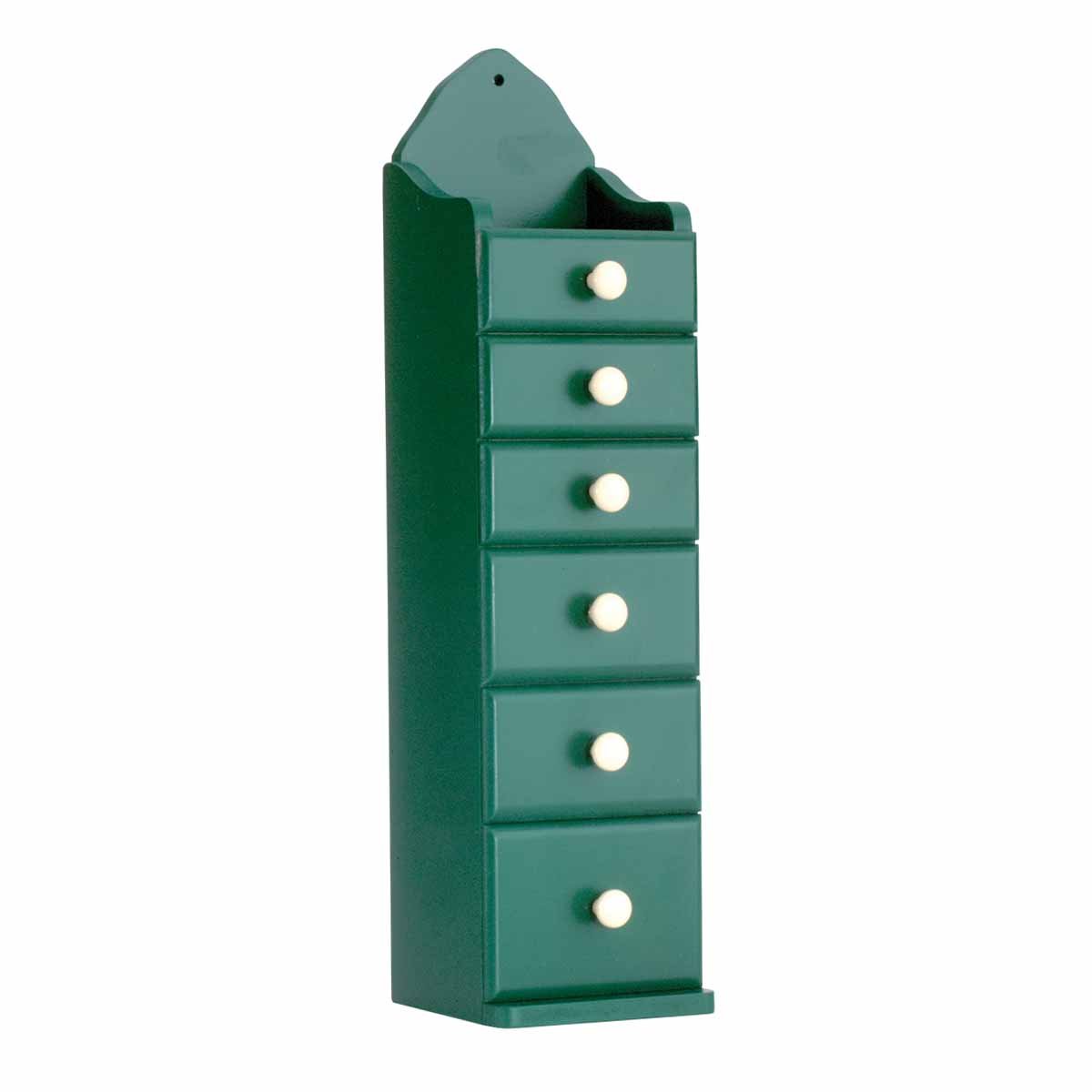 Premium Green Hardwood 6-Drawer Kitchen Spice Chest - 16 3/8