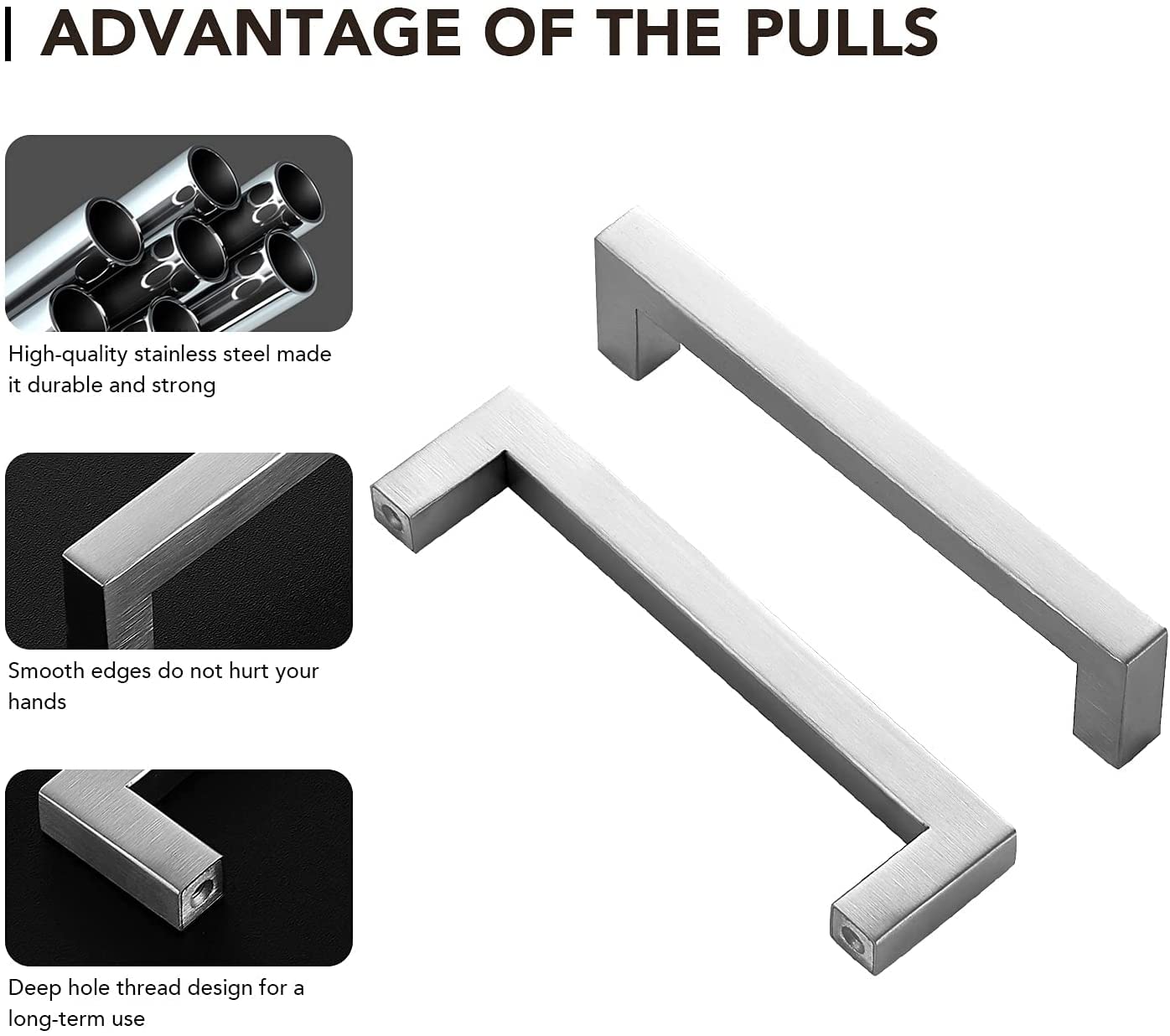 Ravinte 5 Inch Brushed Nickel Cabinet Pulls - 30 Pack Modern Kitchen Cabinet Handles with Drill Template for Home & Office Cabinetry