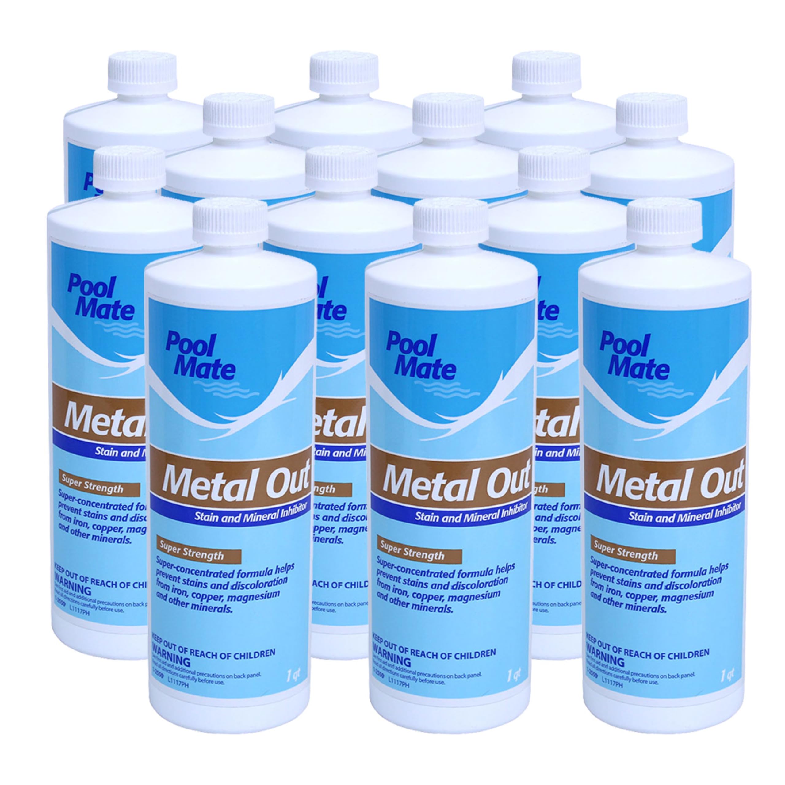 Pool Mate 1-2550-12 Metal & Stain Remover for Pools - 1 Quart (12-Pack) | Removes Rust & Scale | Perfect for Inground & Above Ground Pools, Spas & Hot Tubs