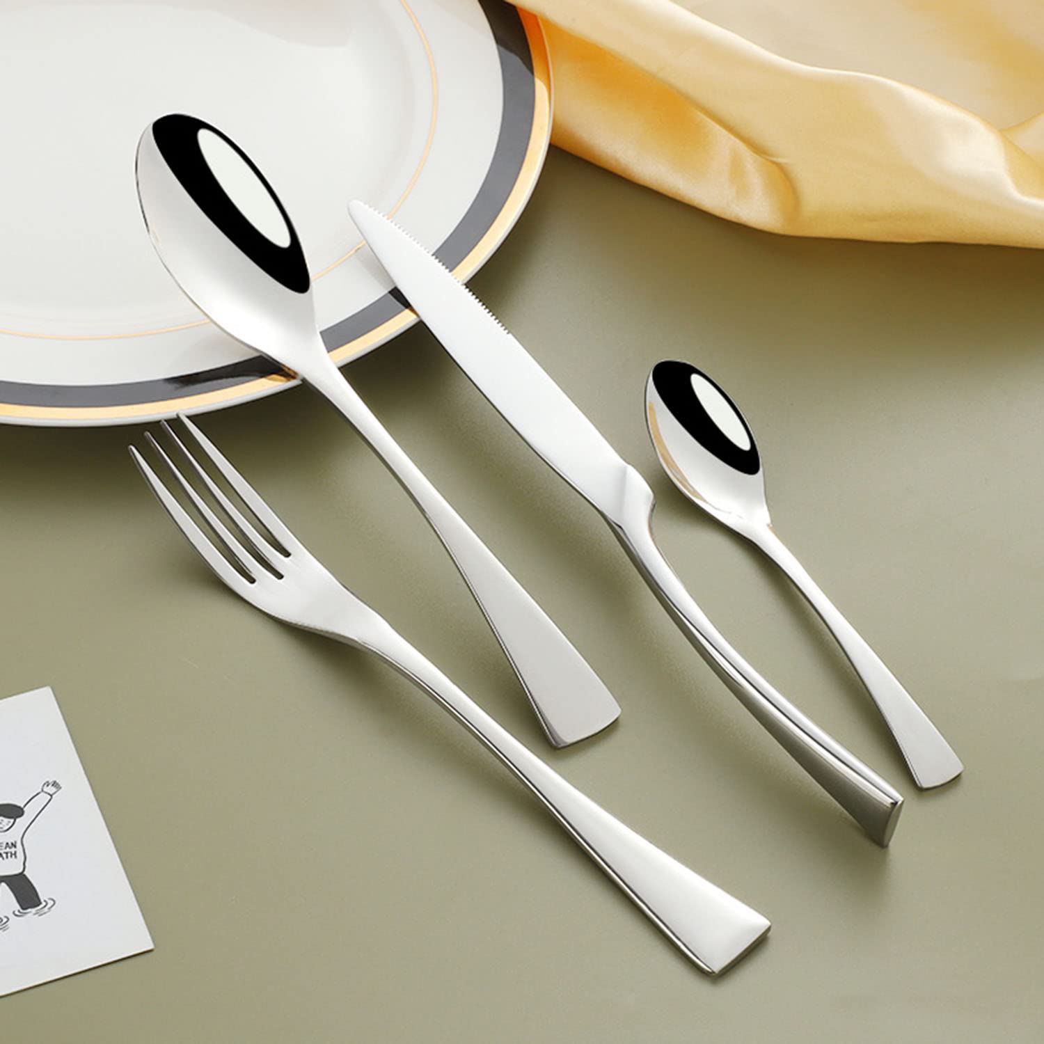 4-Piece Stainless Steel Silverware Set - Elegant Flatware for Wedding Gifts, Home Kitchen & Restaurant Use | Knife, Fork & Spoon Utensil Set for Everyday Dining & Special Occasions