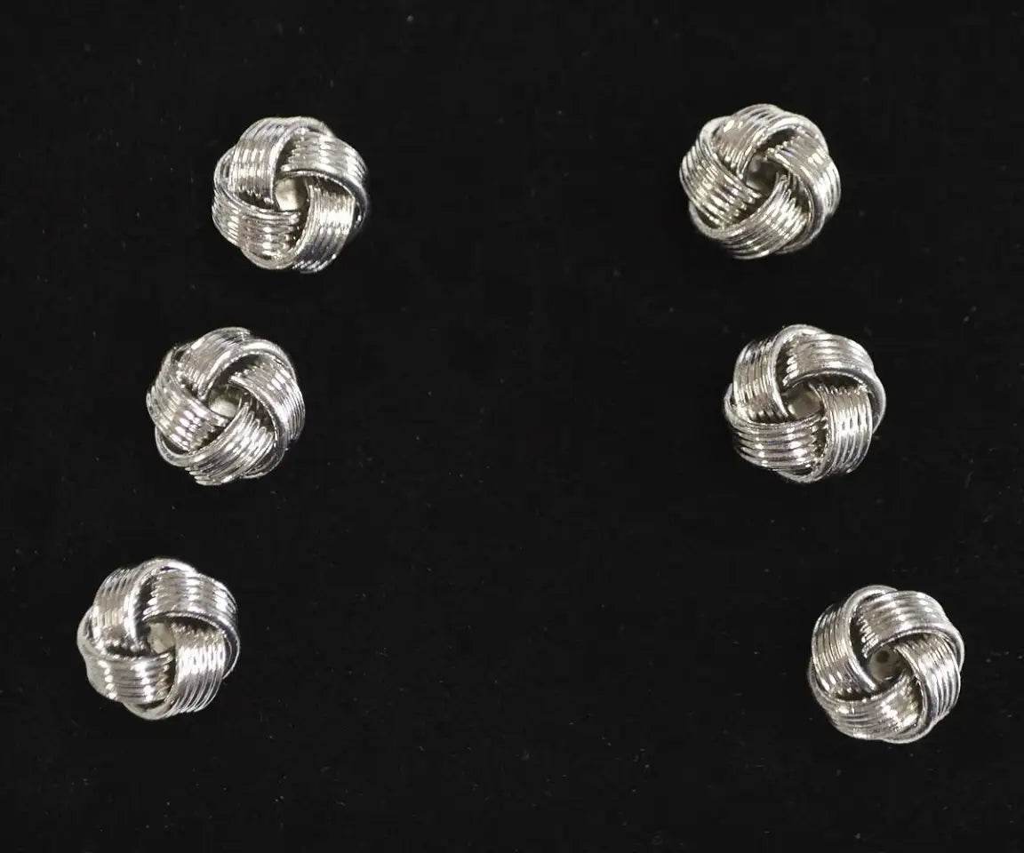 LA Smith Chrome Silver Knot Dress Shirt Studs - Elegant Cufflinks for Formal Wear, Perfect for Weddings, Business Meetings and Special Occasions