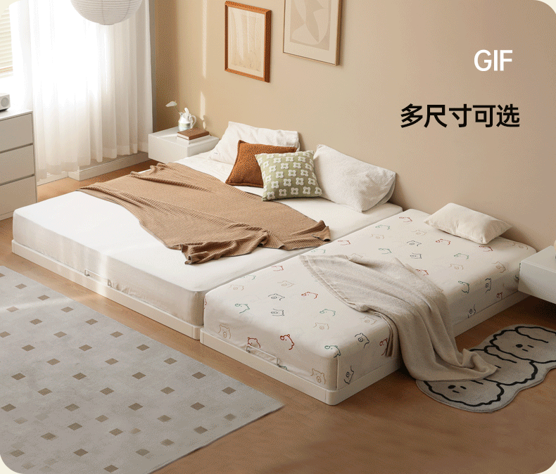 Birch Solid Wood Platform Bed - No Headboard Low Profile Floor Bed in Cream - Perfect for Minimalist Bedrooms, Small Spaces & Modern Home Decor