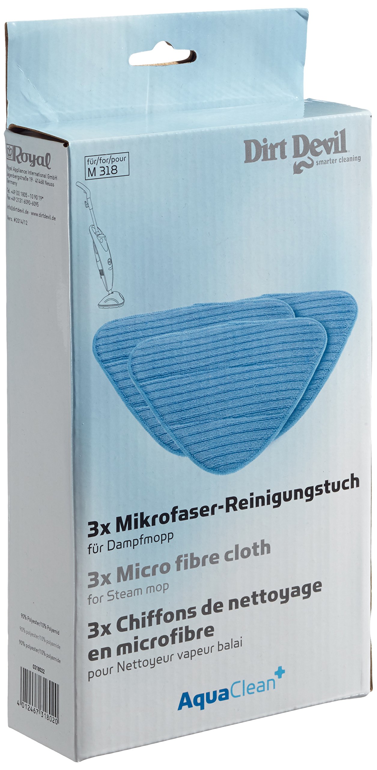 Dirt Devil 0318022 - 3 Pack Premium Microfiber Cleaning Cloths for M318 Vacuum Cleaner | Dusting, Polishing & Surface Cleaning for Floors, Furniture & Electronics