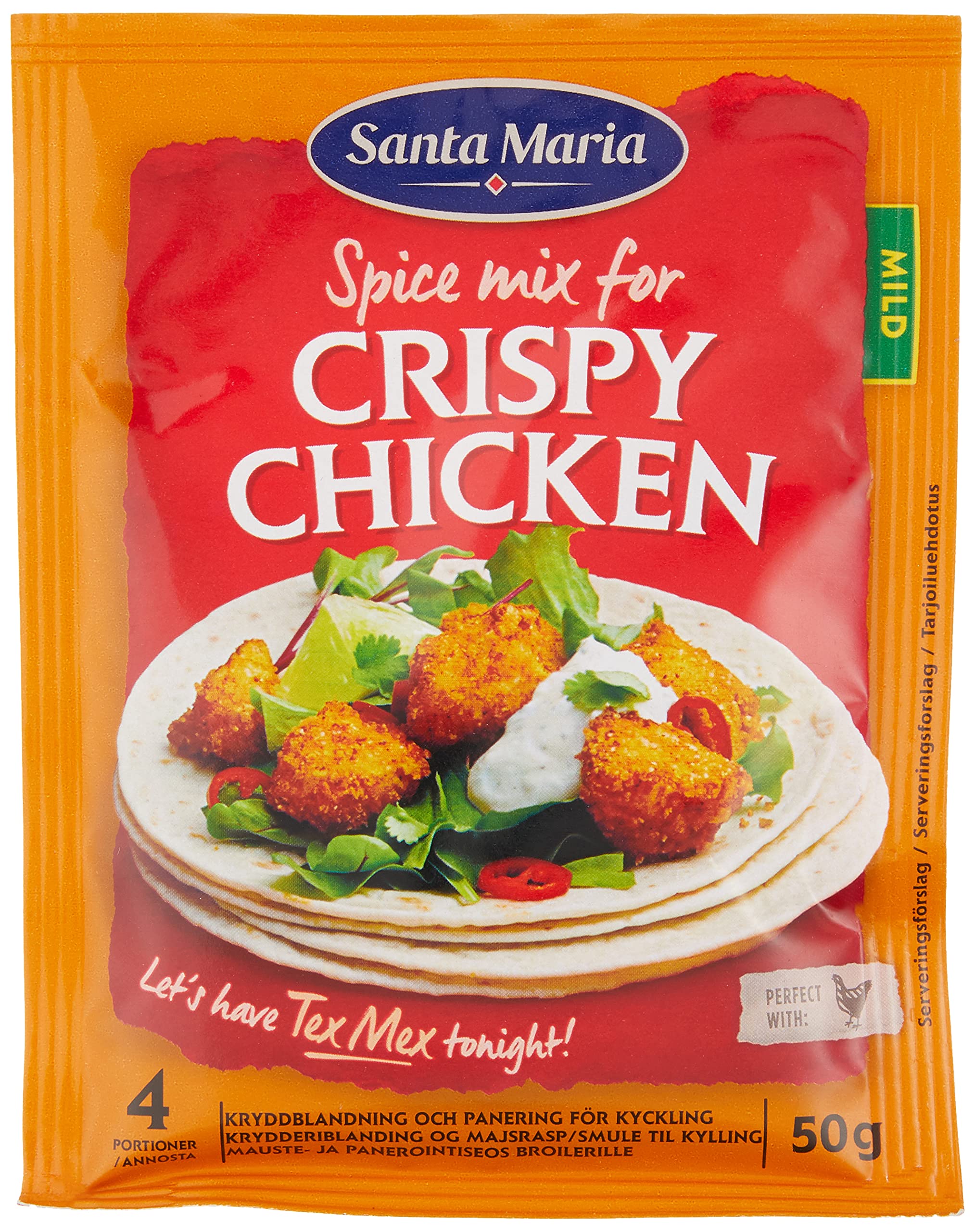 Santa Maria Crispy Chicken Seasoning Spice Mix - All-Purpose Poultry Seasoning for Chicken, Turkey & Fish - Perfect for Tacos, Snacks & Grilling - 1.76 Oz (50g) - Great for BBQ, Frying & Everyday Cooking