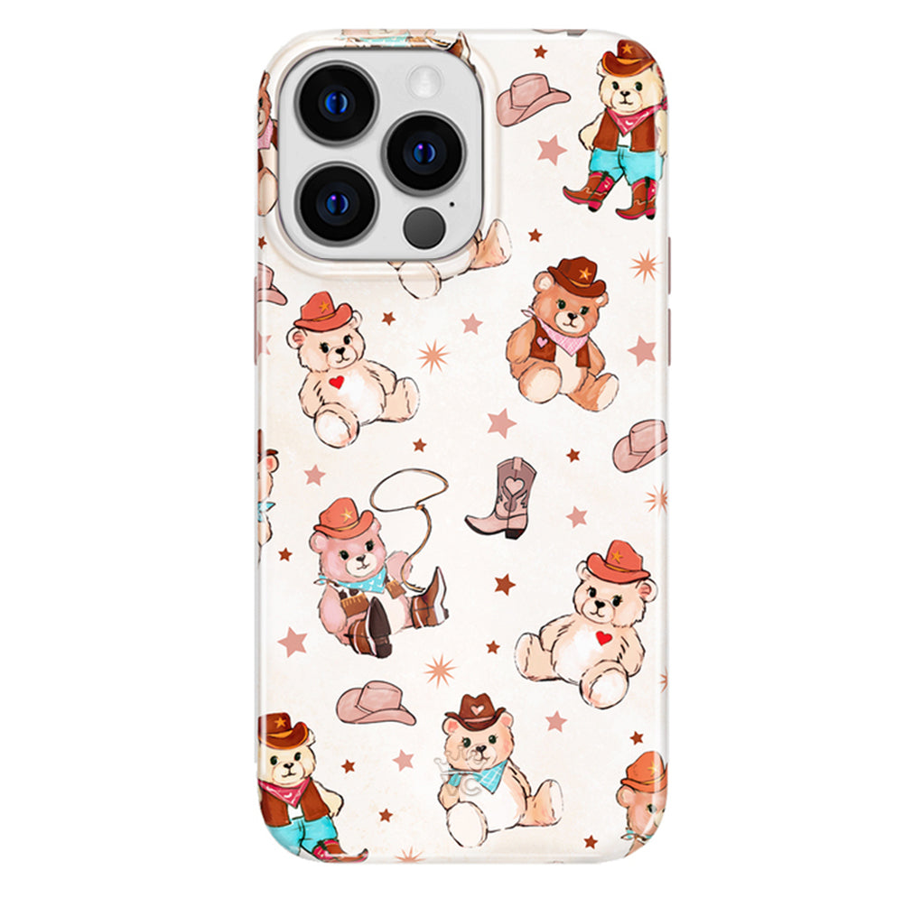 Stylish Cowboy Teddy Bear iPhone Case - Trendy Western Design for iPhone 13/12/11/XR - Perfect for Country Music Fans & Western Lovers
