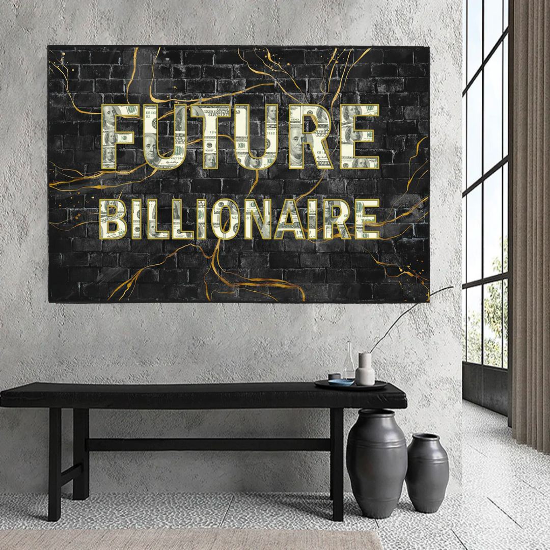 Future Billionaire Motivational Canvas Wall Art - Inspirational Office & Home Decor for Entrepreneurs & Success Seekers