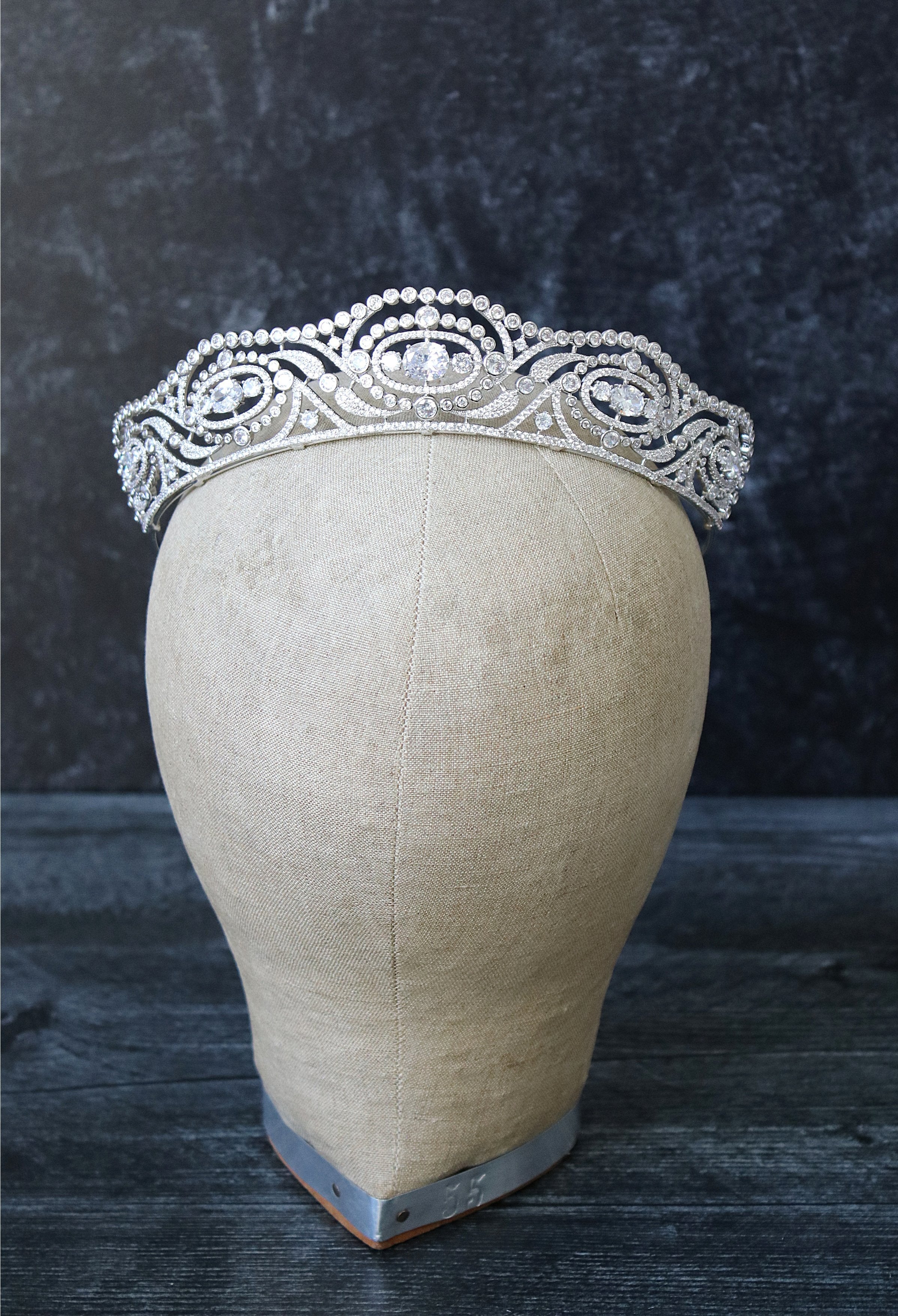 HYACINTH Simulated Diamond Bridal Tiara - Elegant Crystal Wedding Crown for Bride, Bridesmaid, Prom, Pageant & Special Occasions