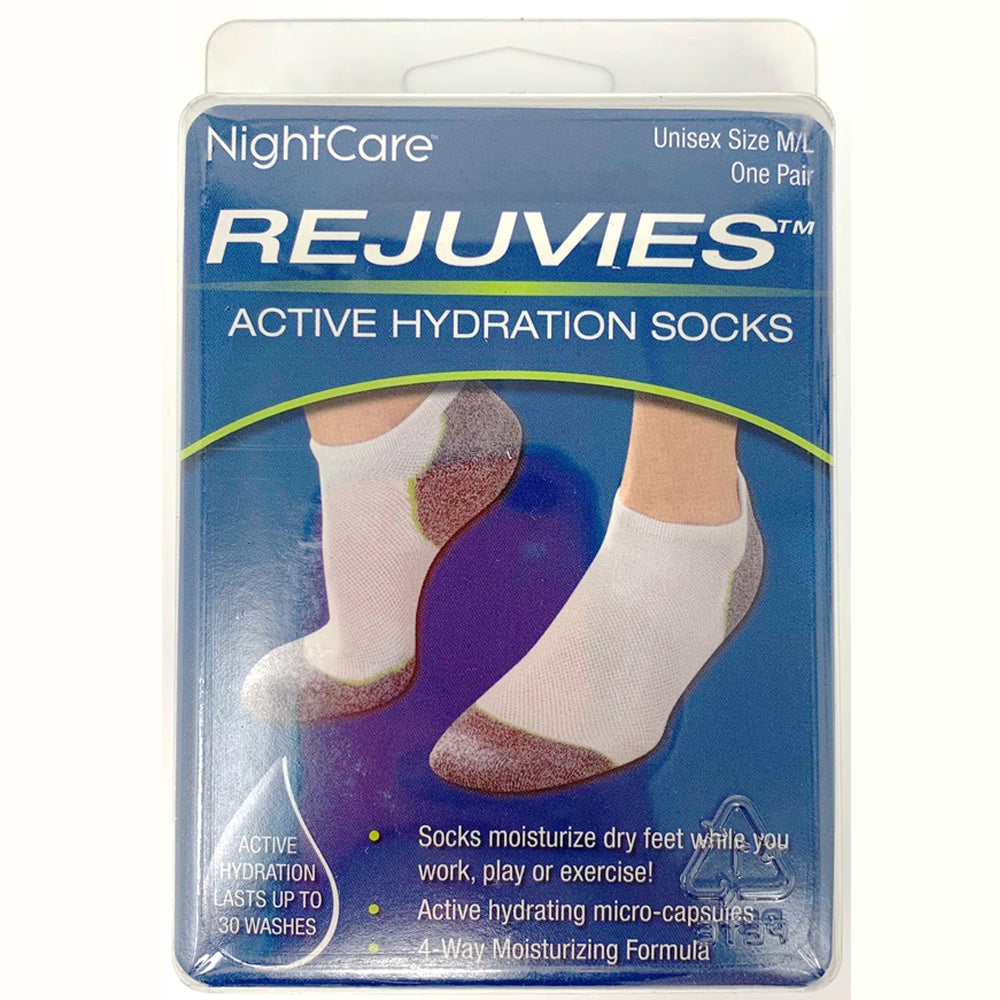 Nightcare Rejuvies Active Moisturizing Socks for Dry Cracked Feet - Hydrating Foot Care with Shea Butter & Vitamin E - Perfect for Overnight Treatment, Pedicures & Winter Foot Relief
