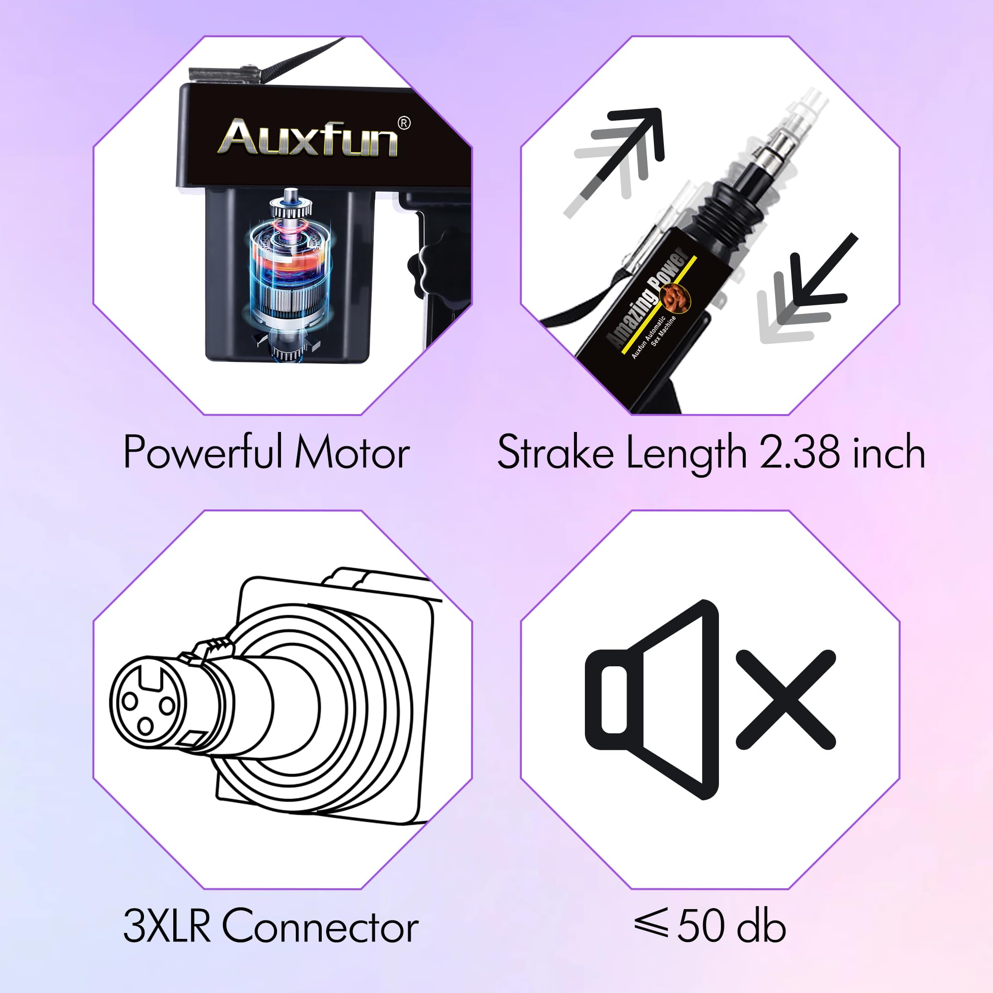 AUXFUN Automatic Love Machine for Men & Women - 3XLR Connector Adult Toy with 7 Attachments, Adjustable Vaginal & Anal Massage Pump | Perfect for Couples Play, Solo Pleasure & BDSM Exploration