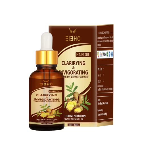 Premium Cold Pressed Unrefined Ginger Essential Oil for Hair Growth & Scalp Care - 100% Pure Natural Hair Treatment (30ml) - Perfect for Aromatherapy, Massage & DIY Beauty Products