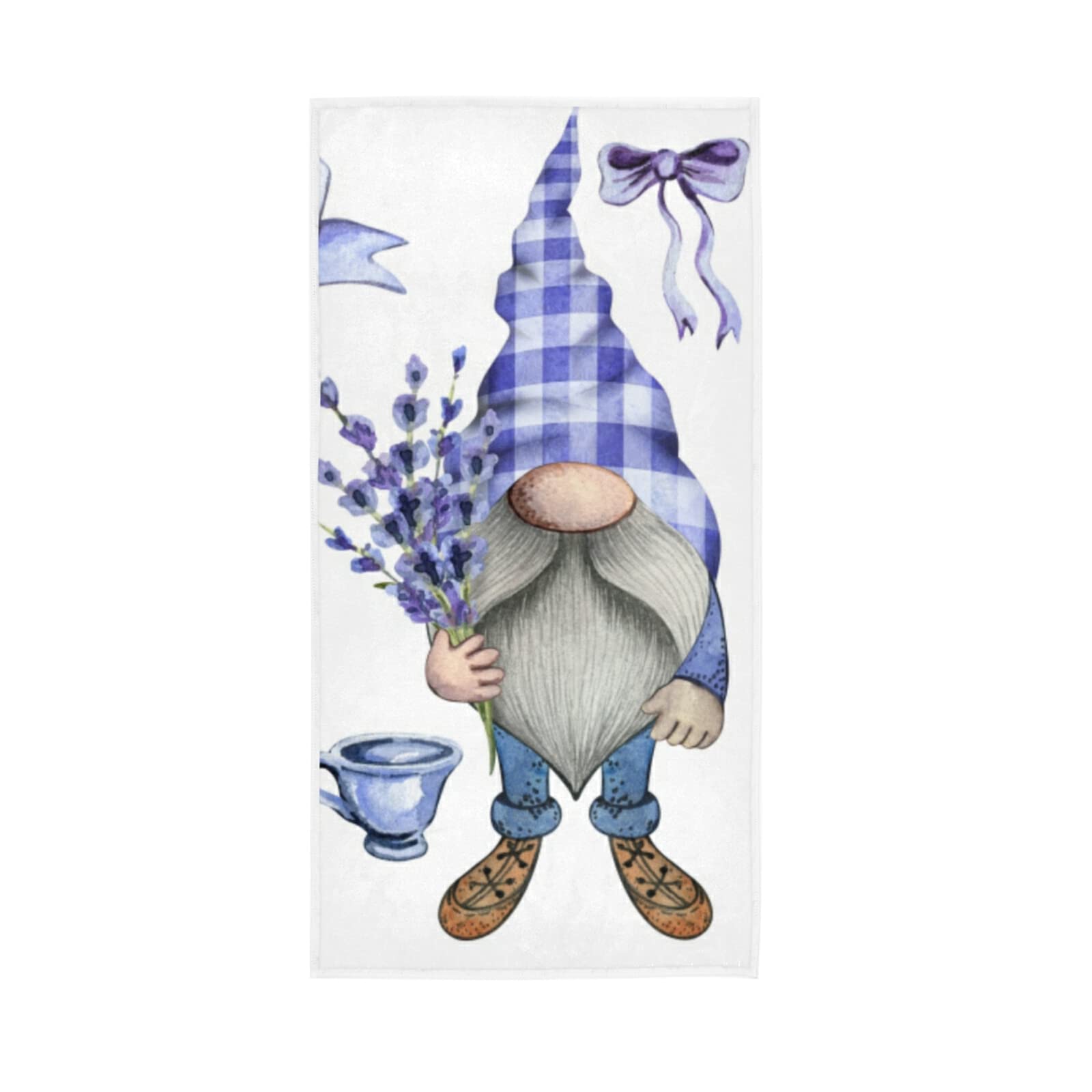 ALAZA Lavender Gnome Hand Towels - Ultra Soft & Highly Absorbent Bathroom Towels (30x15 Inch) for Face, Gym, Spa - Decorative Guest Towels for Home, Hotel & Gifts