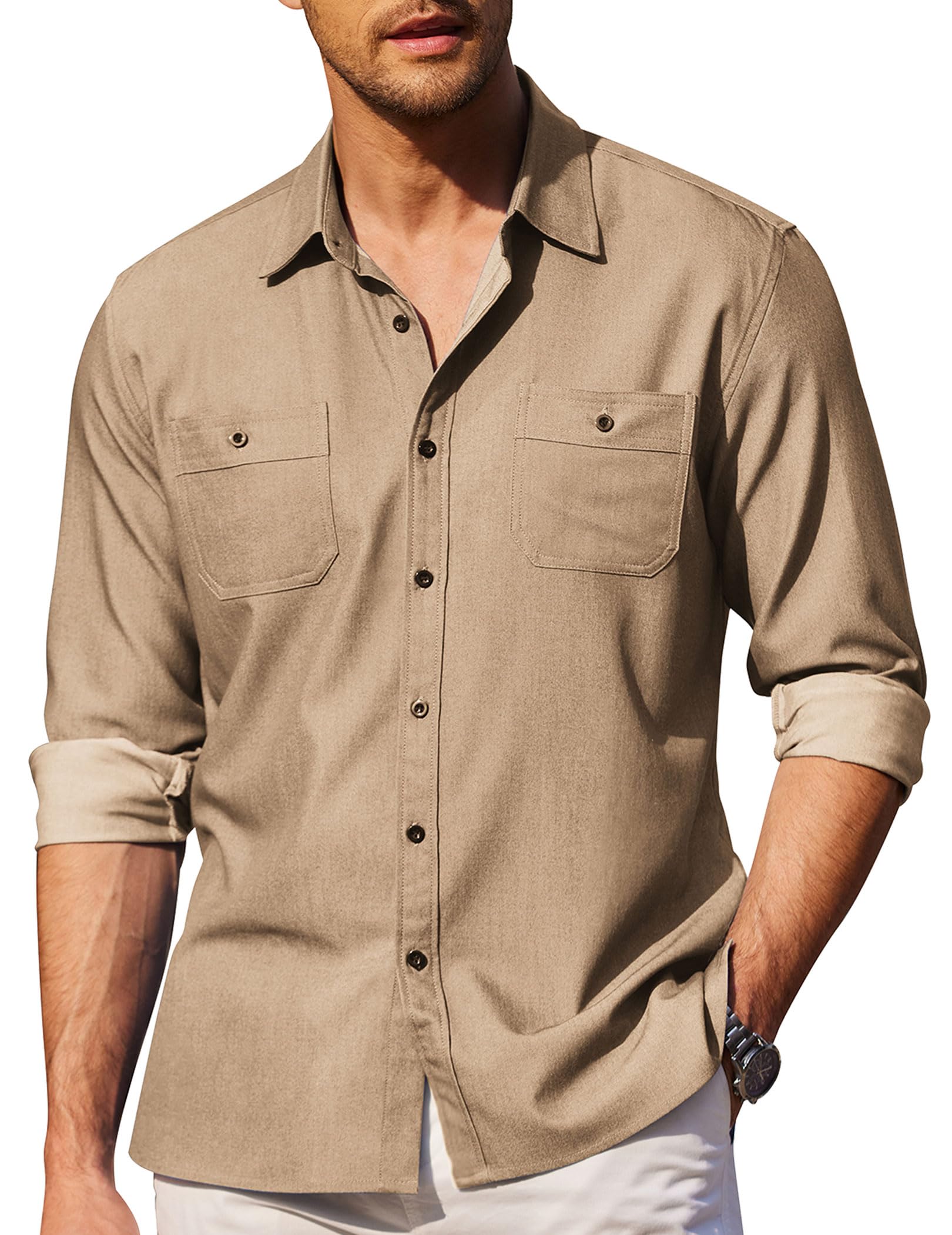 COOFANDY Men's Casual Button Down Shirts - Long Sleeve Wrinkle-Free Dress Shirts for Office, Business & Everyday Wear | Comfortable Untucked Fit for Work & Social Events