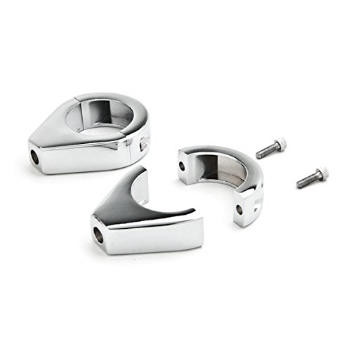 Krator 39mm Chrome Turn Signal Fork Clamp Kit for Harley Davidson Softail Fat Boy FLSTF - Motorcycle Safety & Customization Accessory for Night Riding & Bike Shows