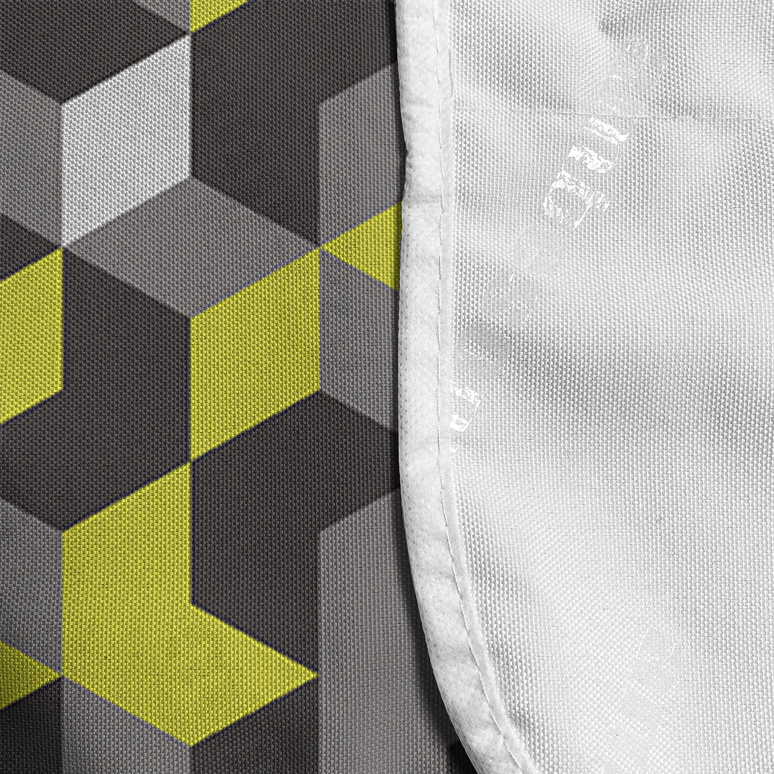 Ambesonne Grey and Yellow Microwave Cover - Waterproof 3D Geometric Cubes Design - 36