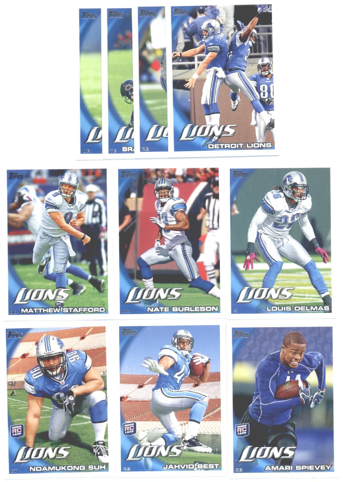 2010 Topps Detroit Lions Complete Football Team Set - 10 Collectible Trading Cards for NFL Fans & Sports Memorabilia Enthusiasts - Perfect for Display, Gifts, and Fantasy Football Drafts