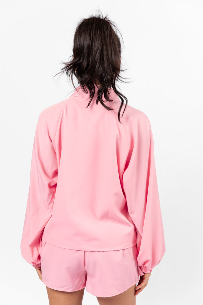 On The Daily Light Pink Full Zip Windbreaker Jacket - Women's Lightweight Water-Resistant Hoodie for Running, Hiking & Outdoor Activities | Final Sale