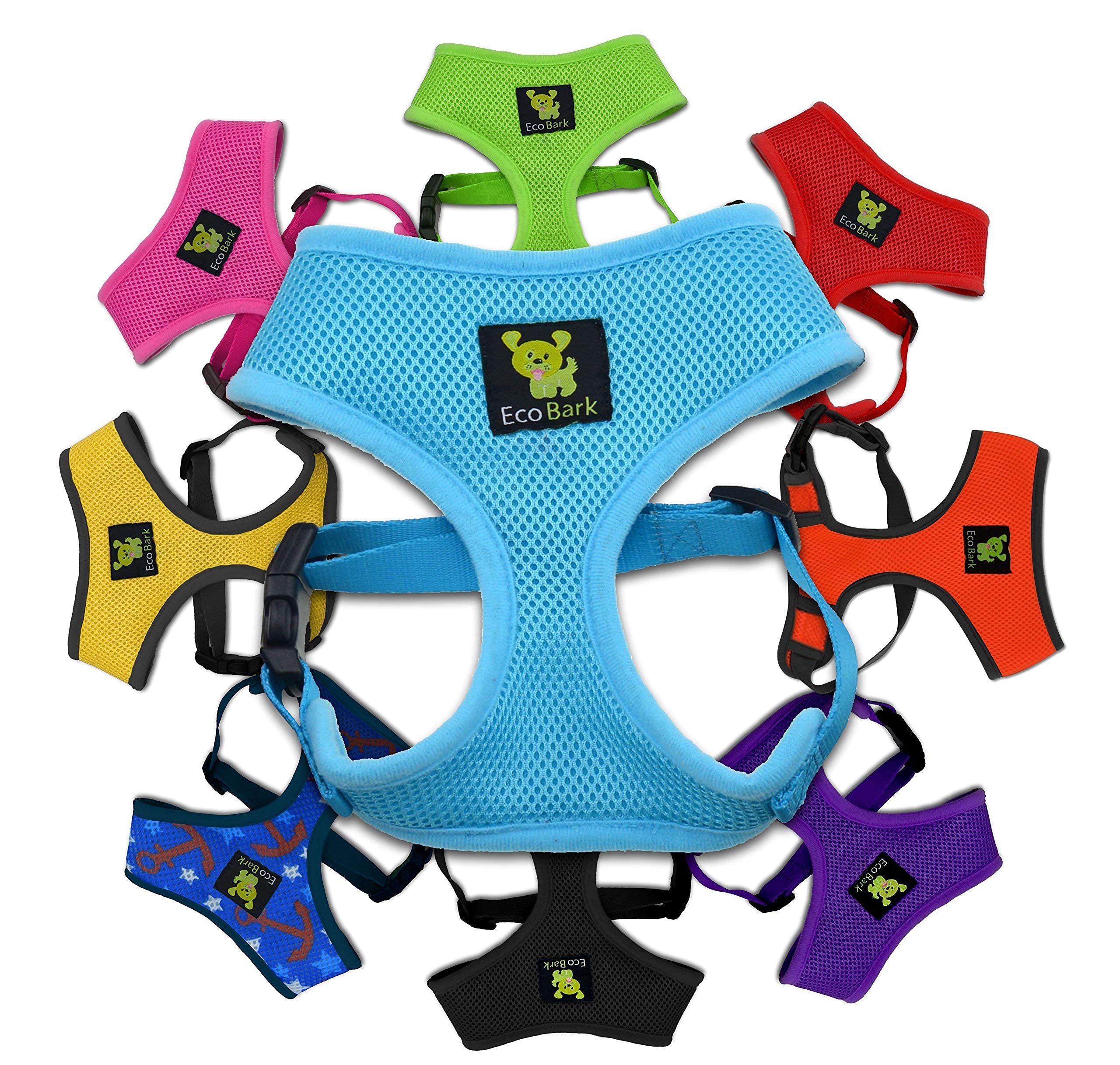 EcoBark No Pull Dog Harness - Soft Mesh Comfort Harness for Small, Toy & Teacup Dogs - Adjustable Overhead Vest for Puppies - XS Size Baby Blue - Perfect for Walking, Training & Outdoor Adventures