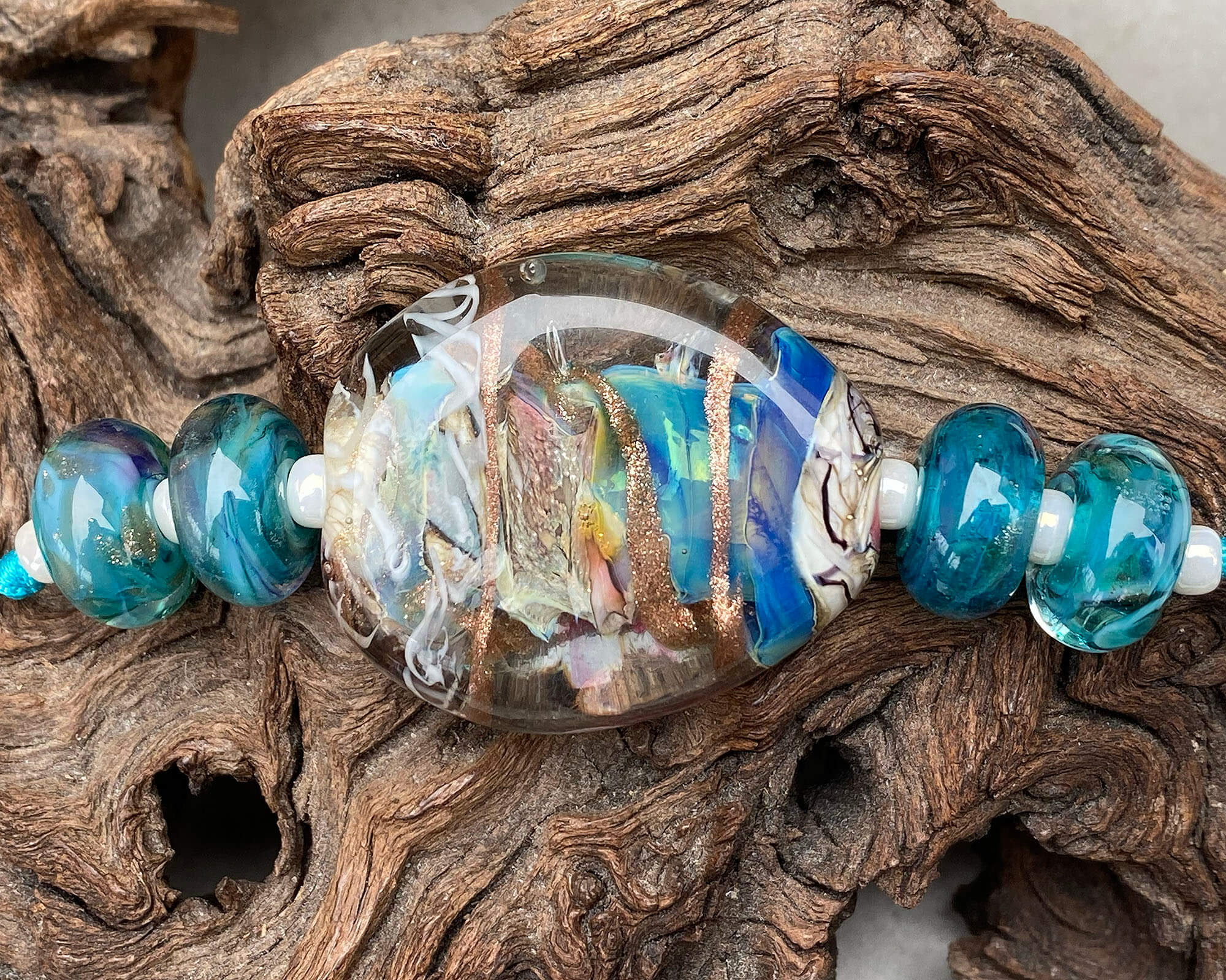 Handmade Caribbean Swirls Lampwork Glass Focal Bead SRA for Jewelry Making - Perfect for Necklaces, Bracelets & DIY Craft Projects