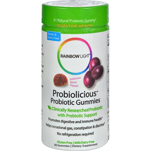 2 Pack Rainbow Light Probiolicious Gummies - Natural Cranberry Flavor, 50 Gummies per Bottle | Supports Digestive Health & Immune System | Perfect for Travel, Work & Daily Wellness Routine