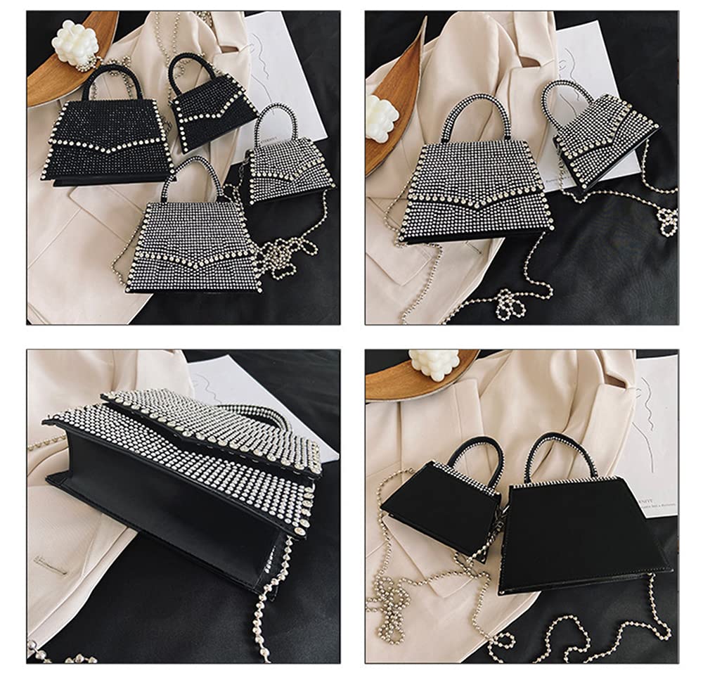 Sparkling Rhinestone Evening Purse for Women - Elegant Crossbody & Top Handle Glitter Handbag for Party, Club, Wedding & Special Occasions | Crystal Embellished Clutch Bag with Chain Strap