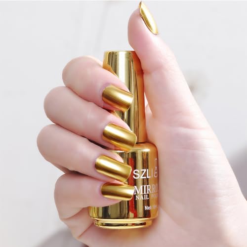 Neepoms 18ML Mirror Nail Polish - Metallic Gold Long Lasting Reflective Nail Varnish with Mirror Effect for Manicure & Nail Art | Perfect for Parties, Weddings & Special Occasions