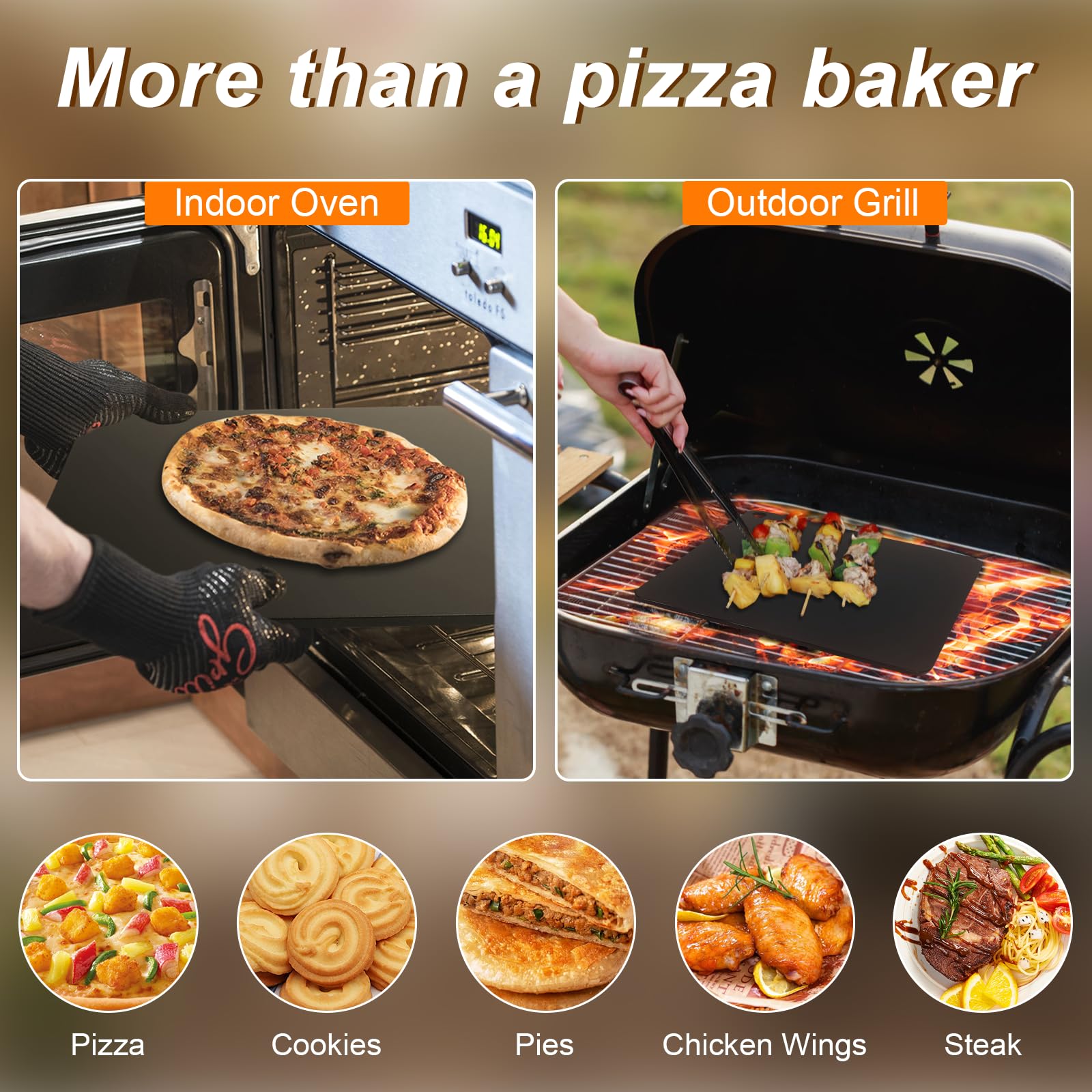 6Pcs Premium Pizza Steel Set for Oven & Grill - 13
