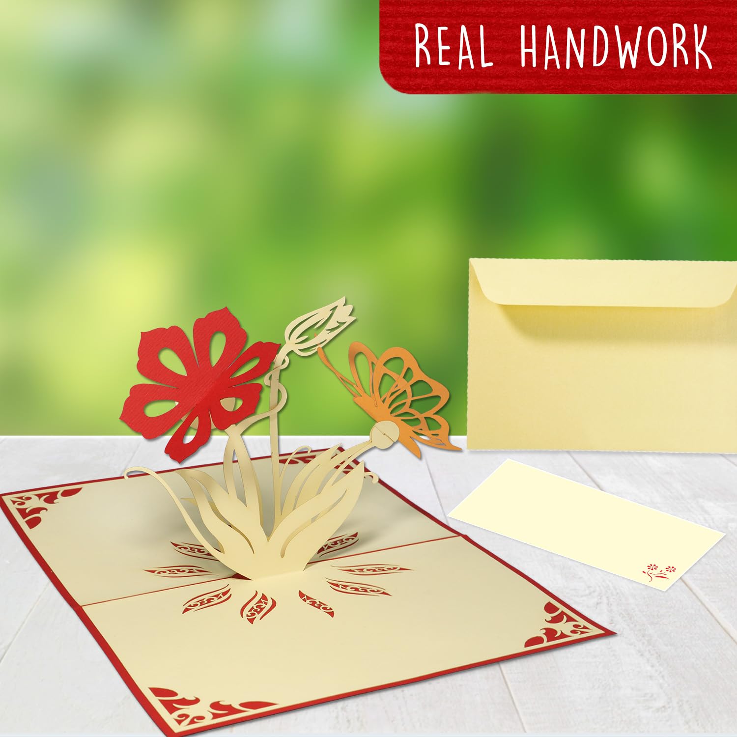 3D Pop-Up Greeting Card with Flowers & Butterflies - Birthday, Mother's Day, Anniversary Card - Perfect for Special Occasions & Gift Giving