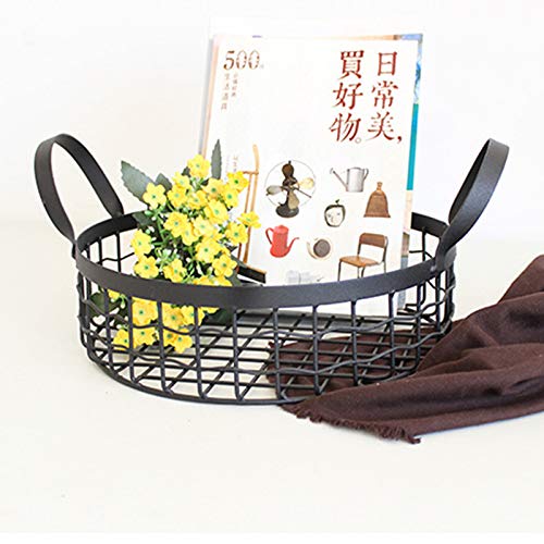 VALINK Wrought Iron Storage Baskets with Handle - Metal Storage Hamper for Bread, Snacks, Fruits & Candy - Home & Kitchen Organizer for Desktop, Countertop & Pantry Organization