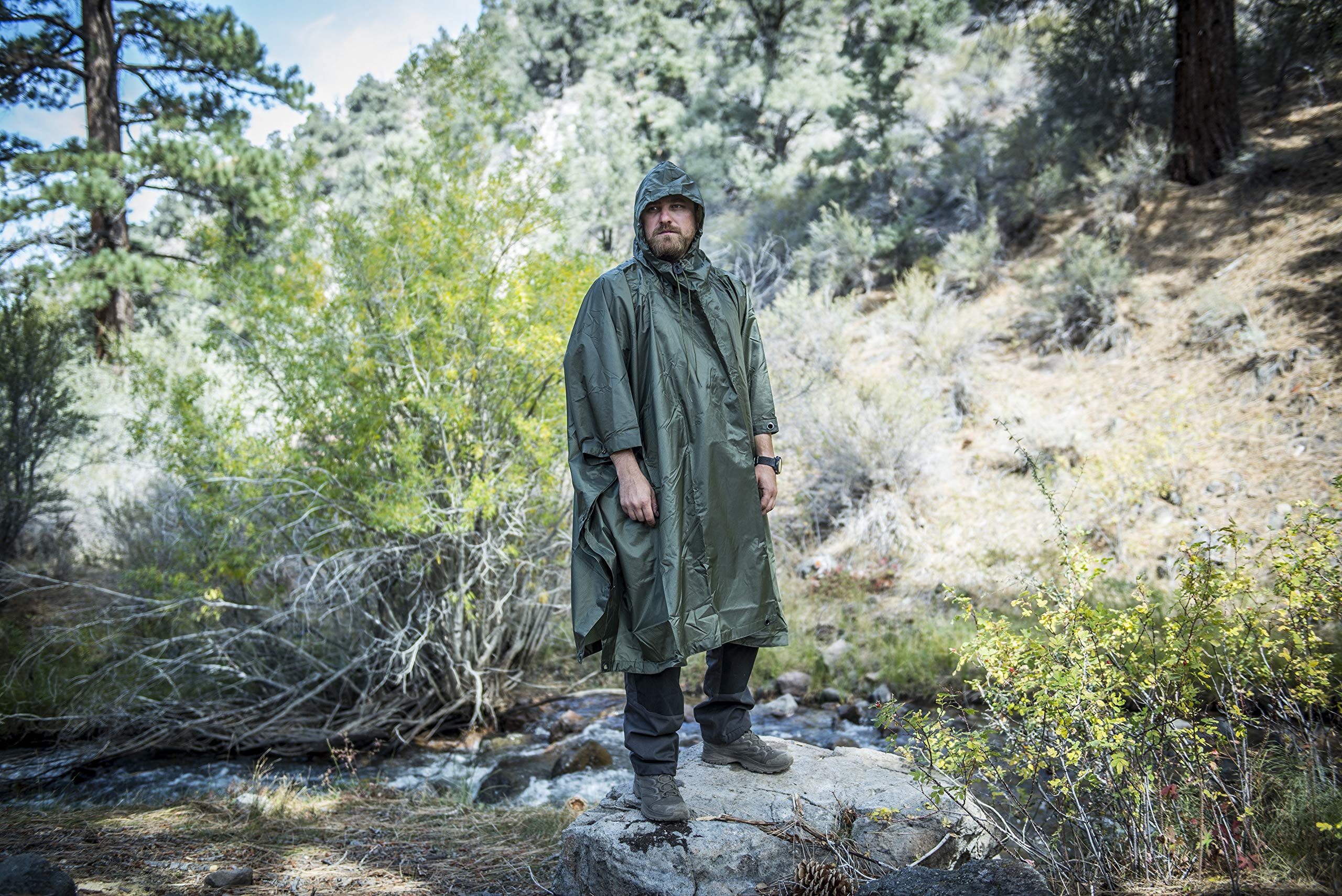 Helikon-Tex US Military Poncho - Waterproof Rain Poncho for Outdoor Camping, Hiking & Survival Gear in Shadow Grey (Surplus Line)