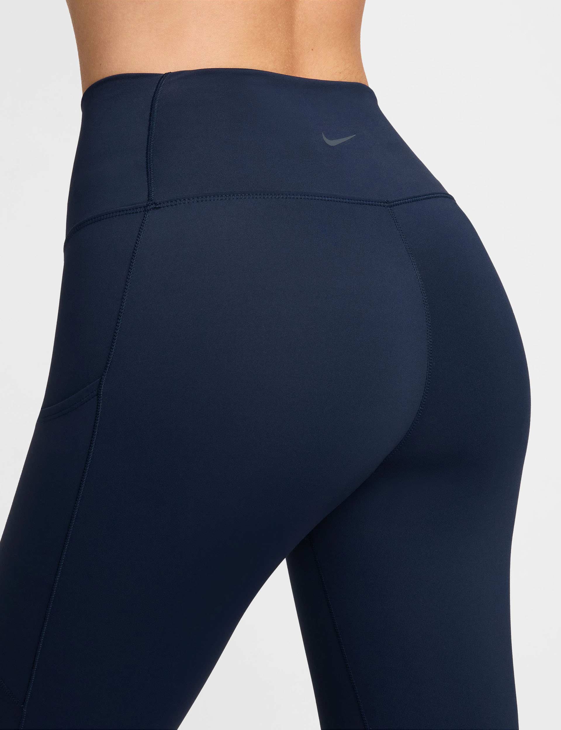 High Waisted 7/8 Pocket Leggings for Women - Obsidian Black Yoga Pants with Side Pockets - Perfect for Workouts, Running, Yoga & Everyday Wear